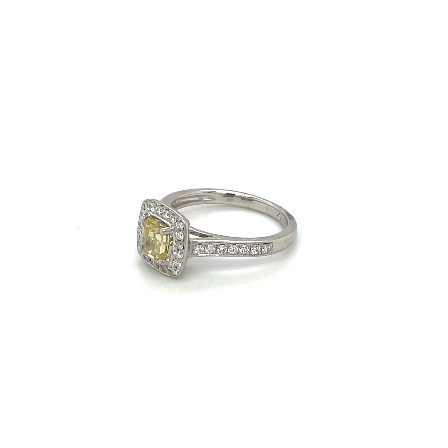 Platinum Yellow Diamond Cluster Ring