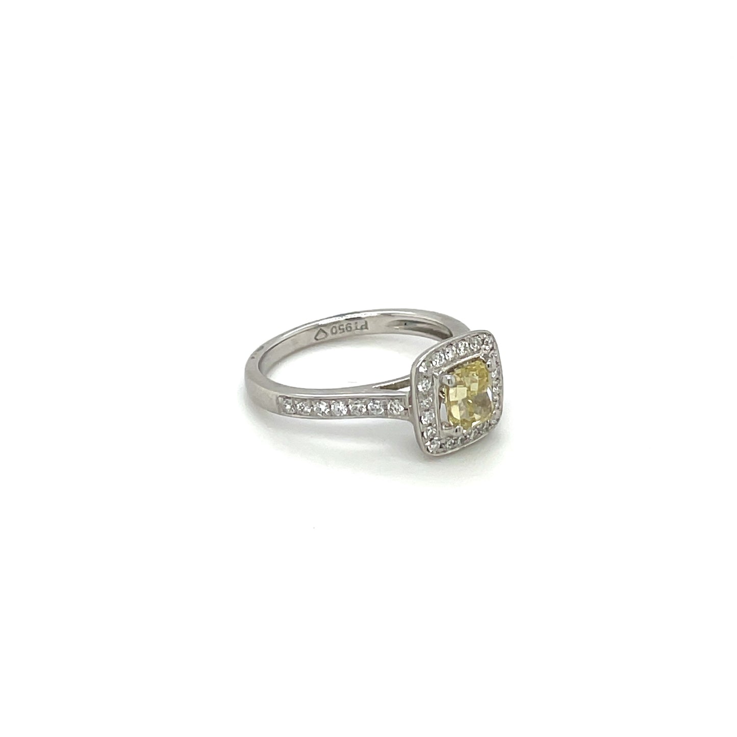 Platinum Yellow Diamond Cluster Ring