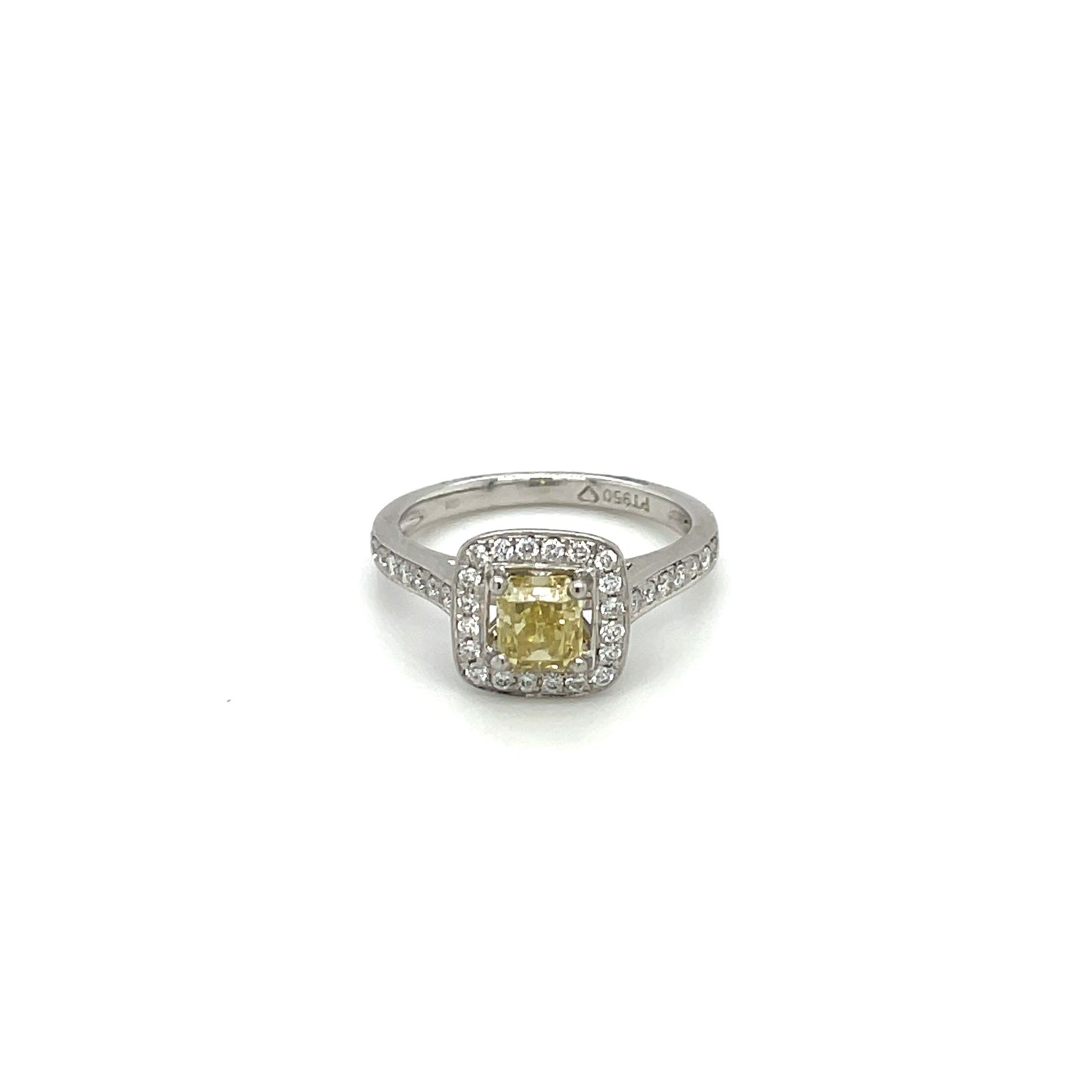 Platinum Yellow Diamond Cluster Ring