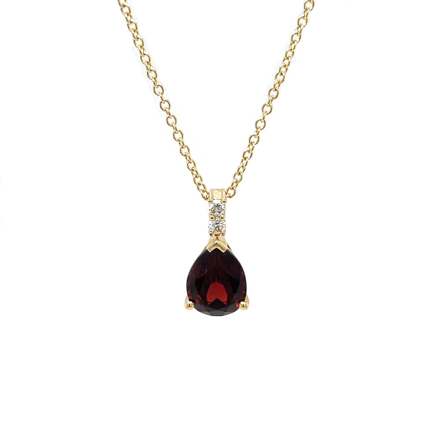 18ct Yellow Gold Garnet & Diamond Pendant