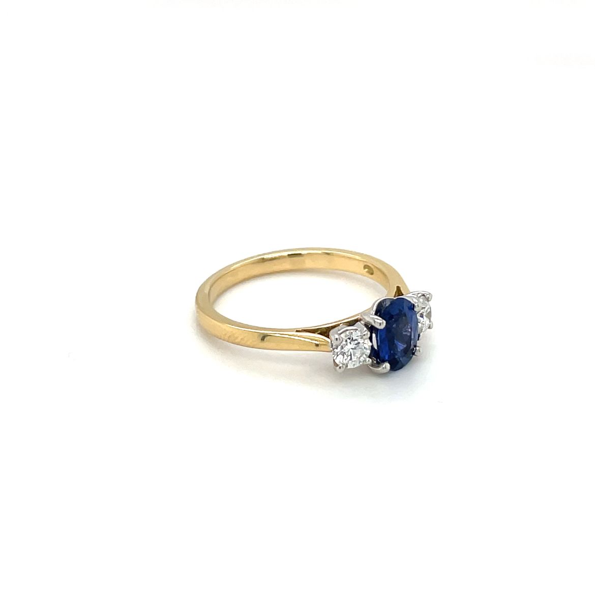 18ct Yellow Gold Sapphire & Diamond Three-Stone Ring