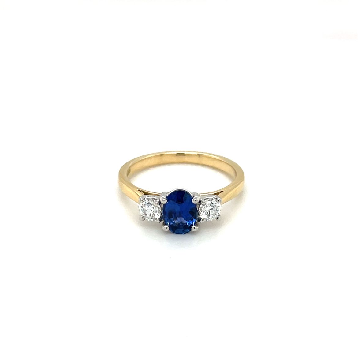 18ct Yellow Gold Sapphire & Diamond Three-Stone Ring