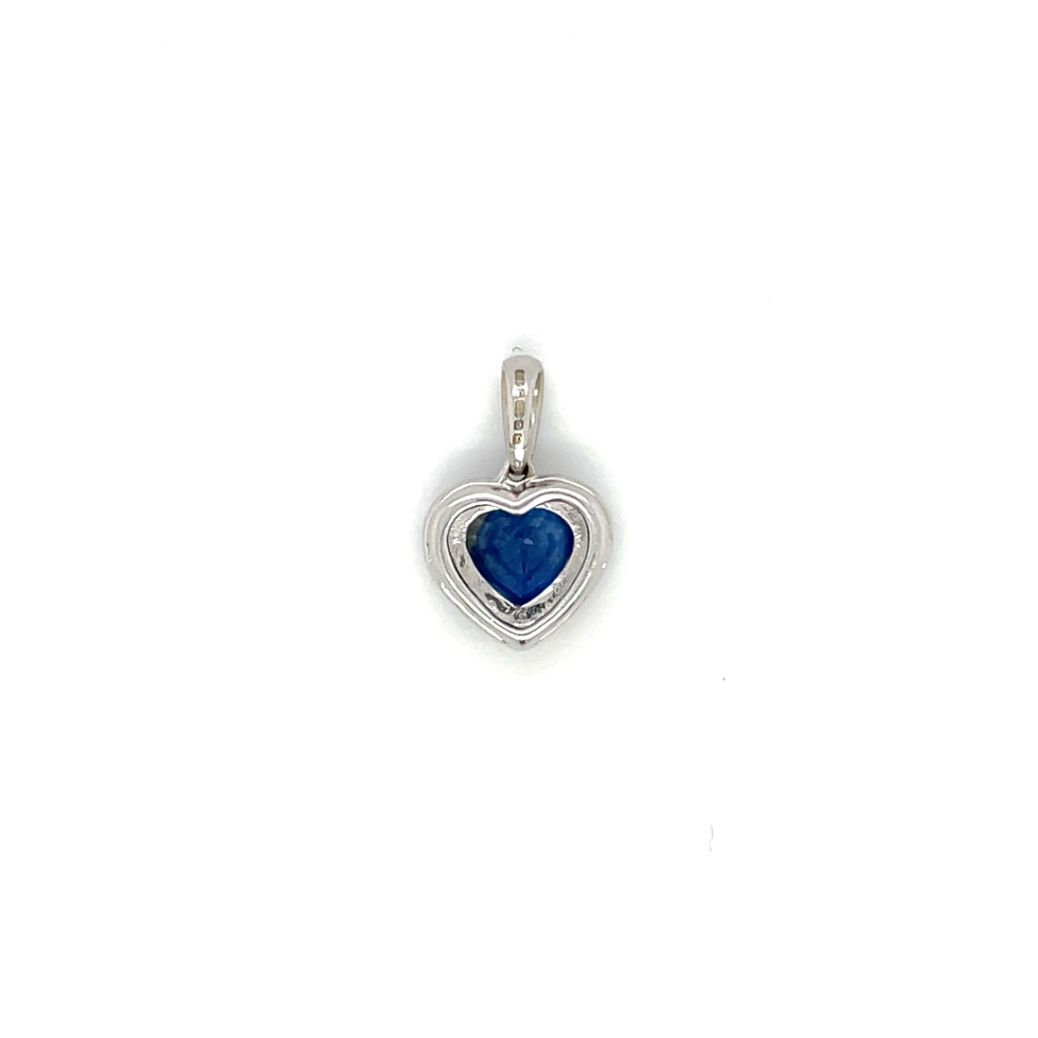 18ct White Gold Sapphire & Diamond Heart Cluster Pendant