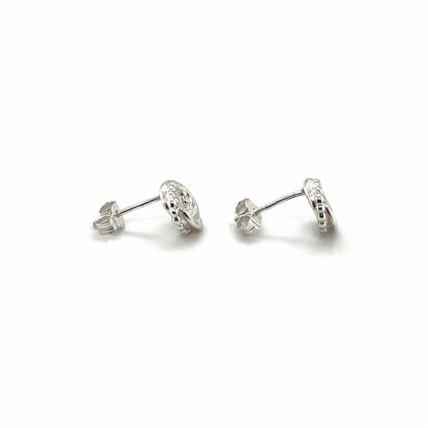 Silver Beaded & Polished Woolmark Stud Earrings