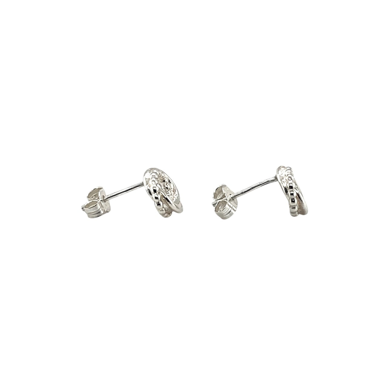 Silver Beaded & Polished Woolmark Stud Earrings