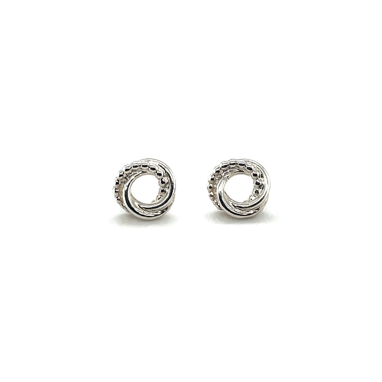 Silver Beaded & Polished Woolmark Stud Earrings