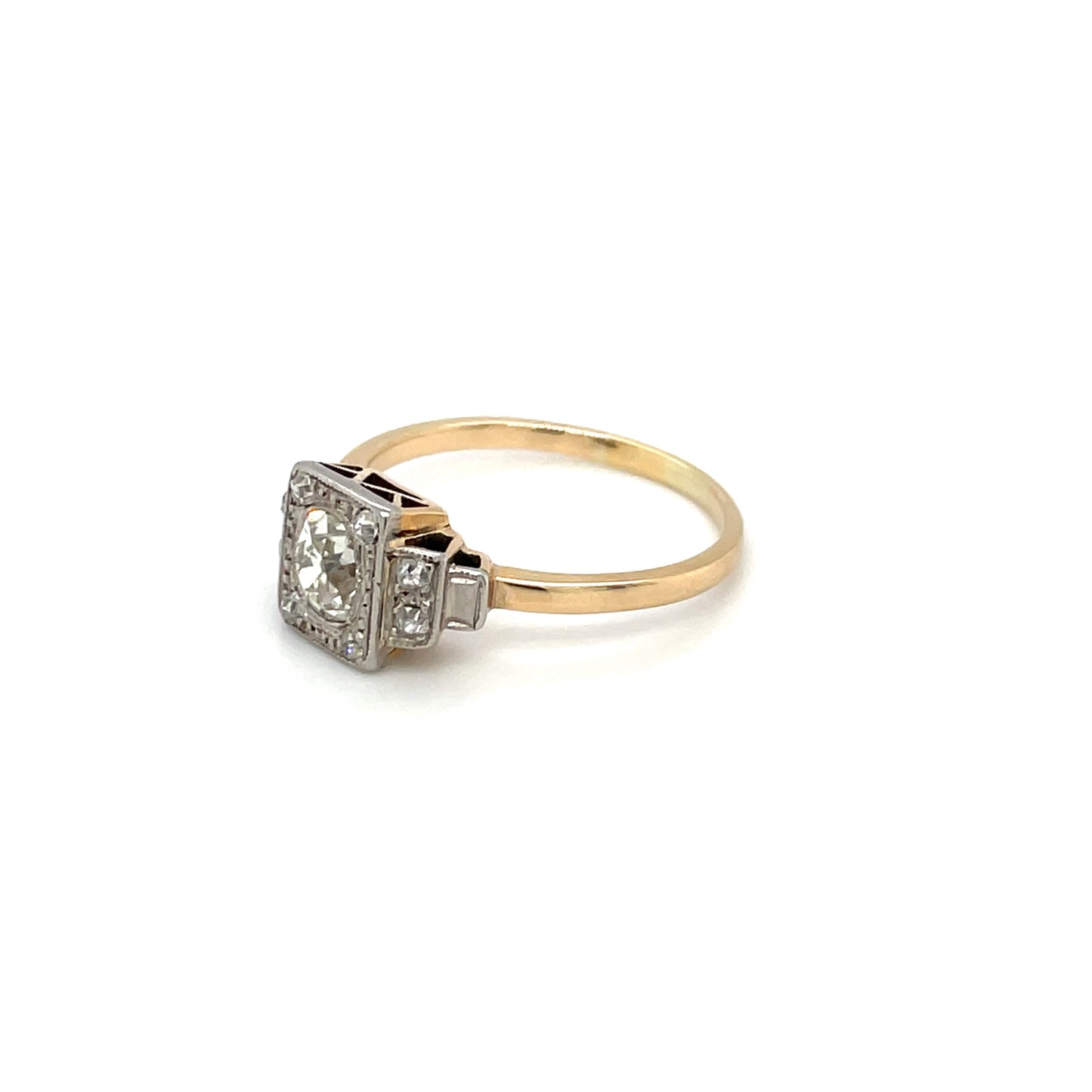 18ct Yellow & White Gold Old-Cut Diamond Cluster Ring