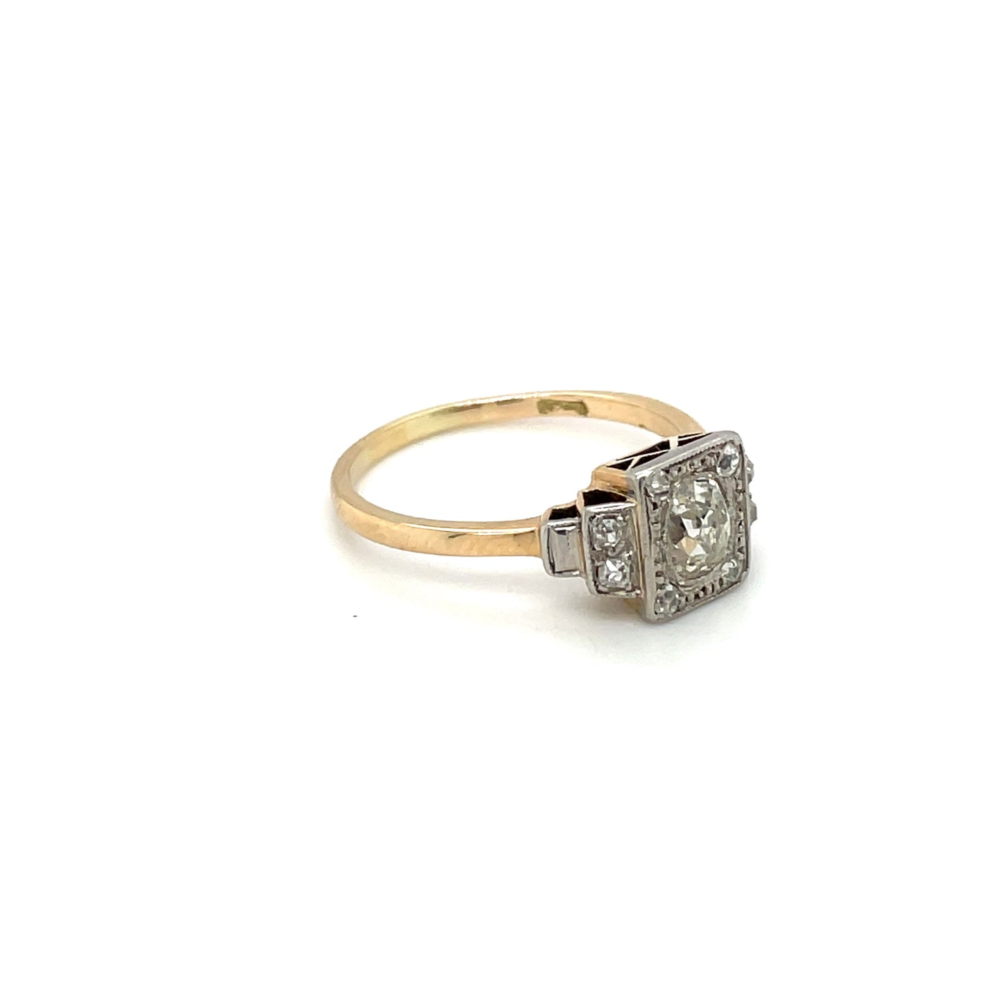 18ct Yellow & White Gold Old-Cut Diamond Cluster Ring