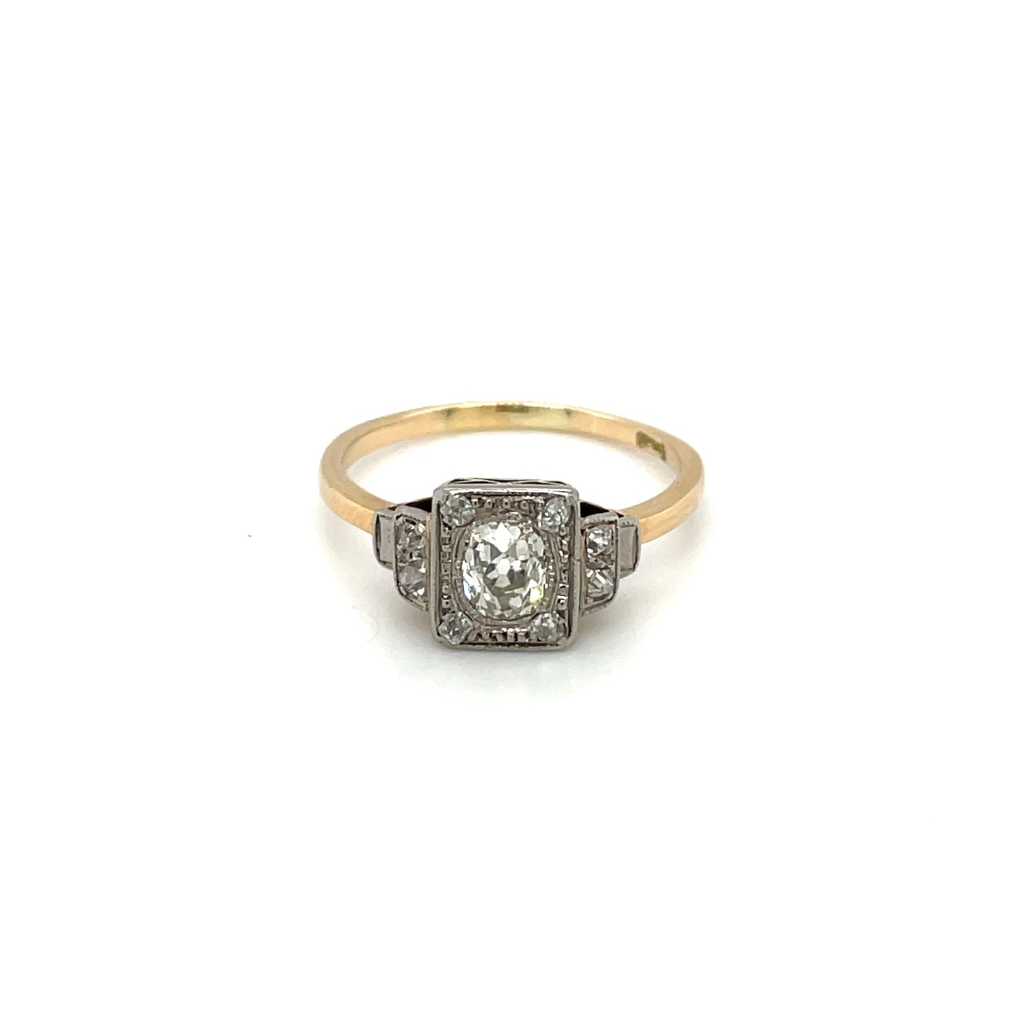 18ct Yellow & White Gold Old-Cut Diamond Cluster Ring