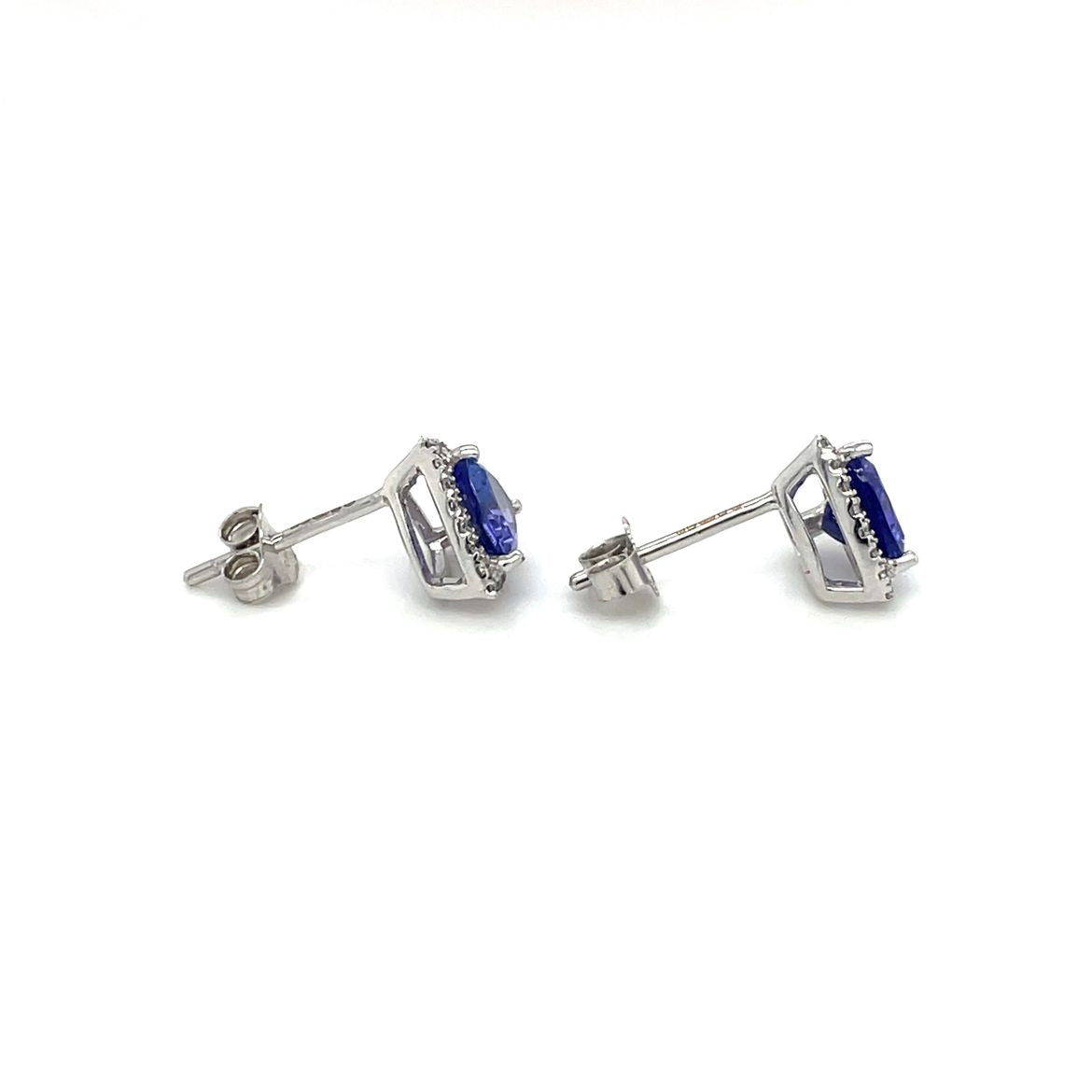 18ct White Gold Tanzanite & Diamond Stud Earrings