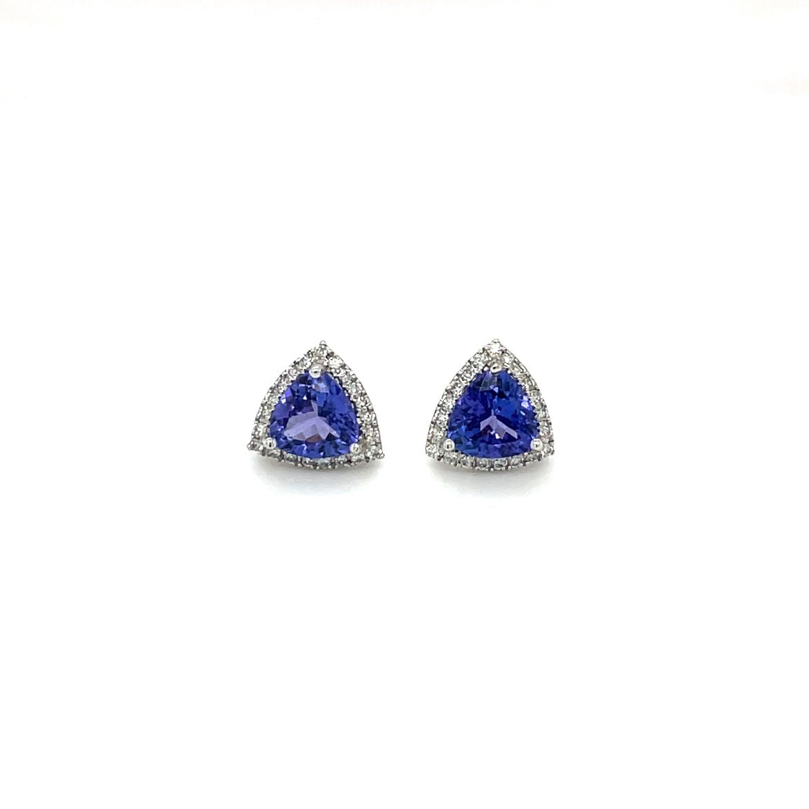18ct White Gold Tanzanite & Diamond Stud Earrings