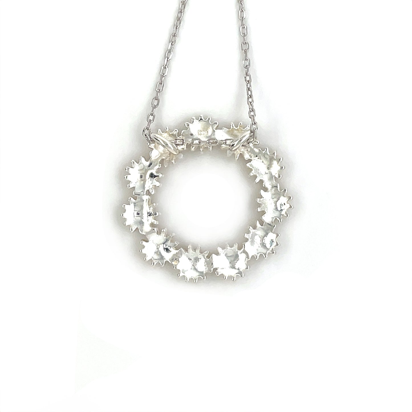 Silver & Gold Plate Daisy Circle Pendant & Chain