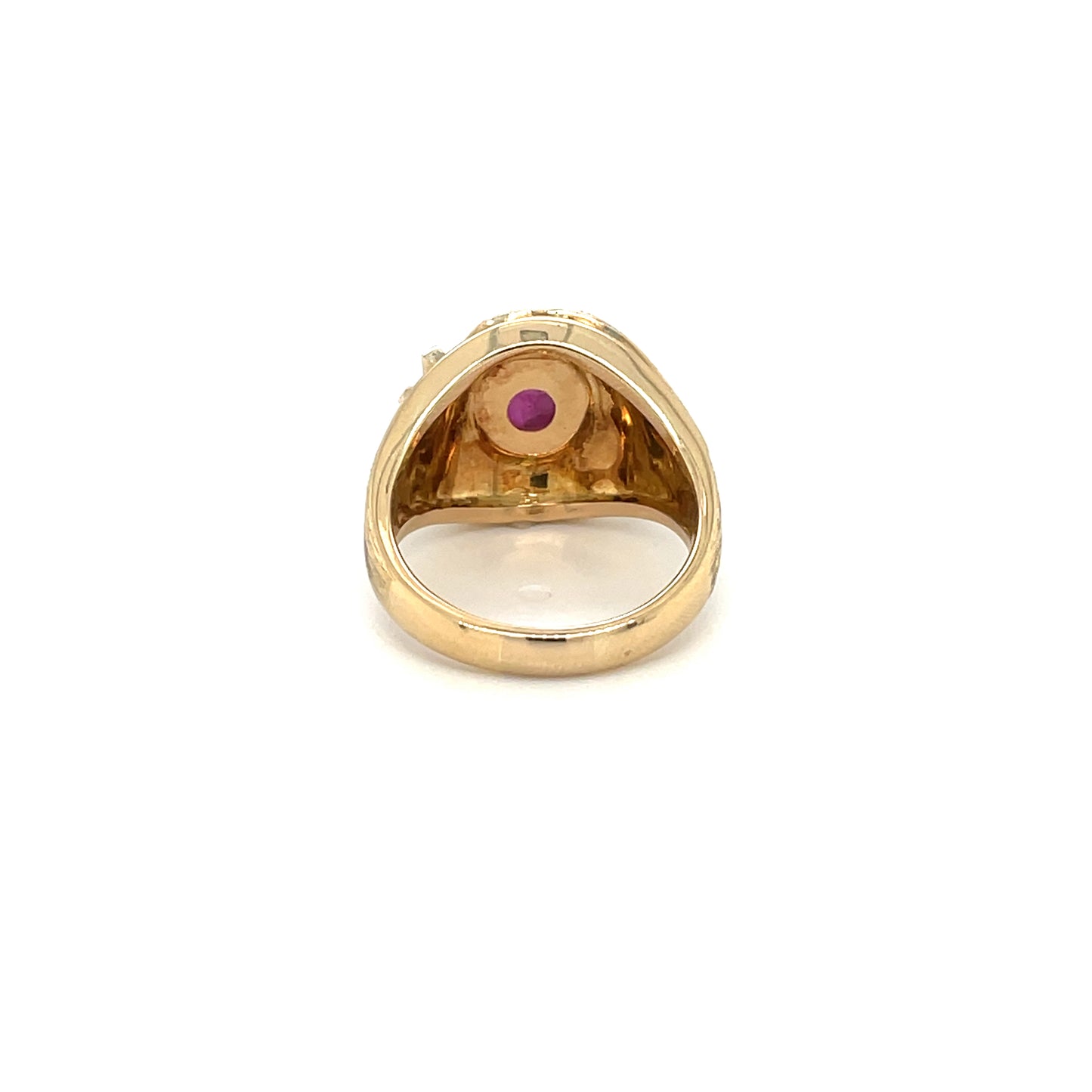 Unique 18ct Yellow Gold Cabochon Ruby & Diamond Ring