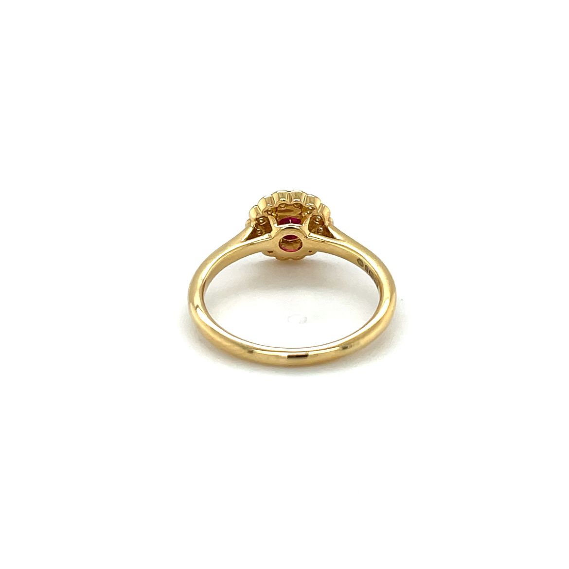 18ct Yellow Gold Ruby & Diamond Flower Cluster Ring