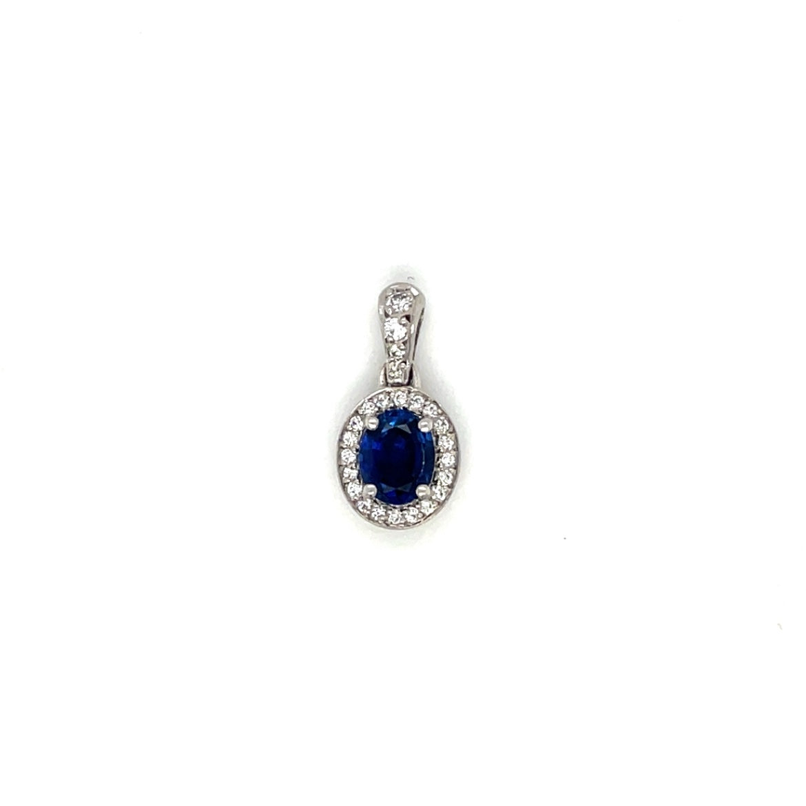 18ct White Gold Sapphire & Diamond Cluster Pendant