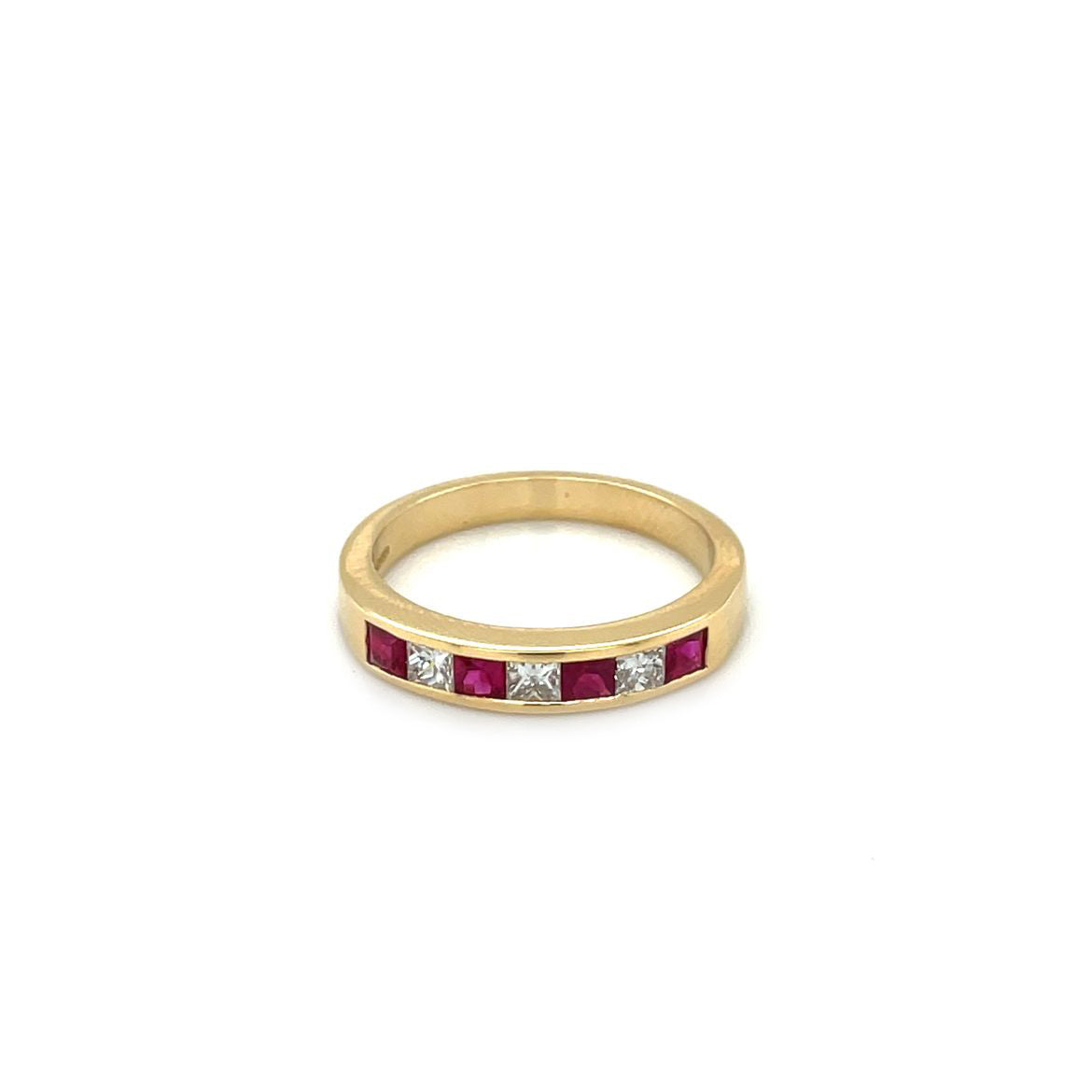 18ct Yellow Gold Ruby & Diamond Eternity Ring (N)