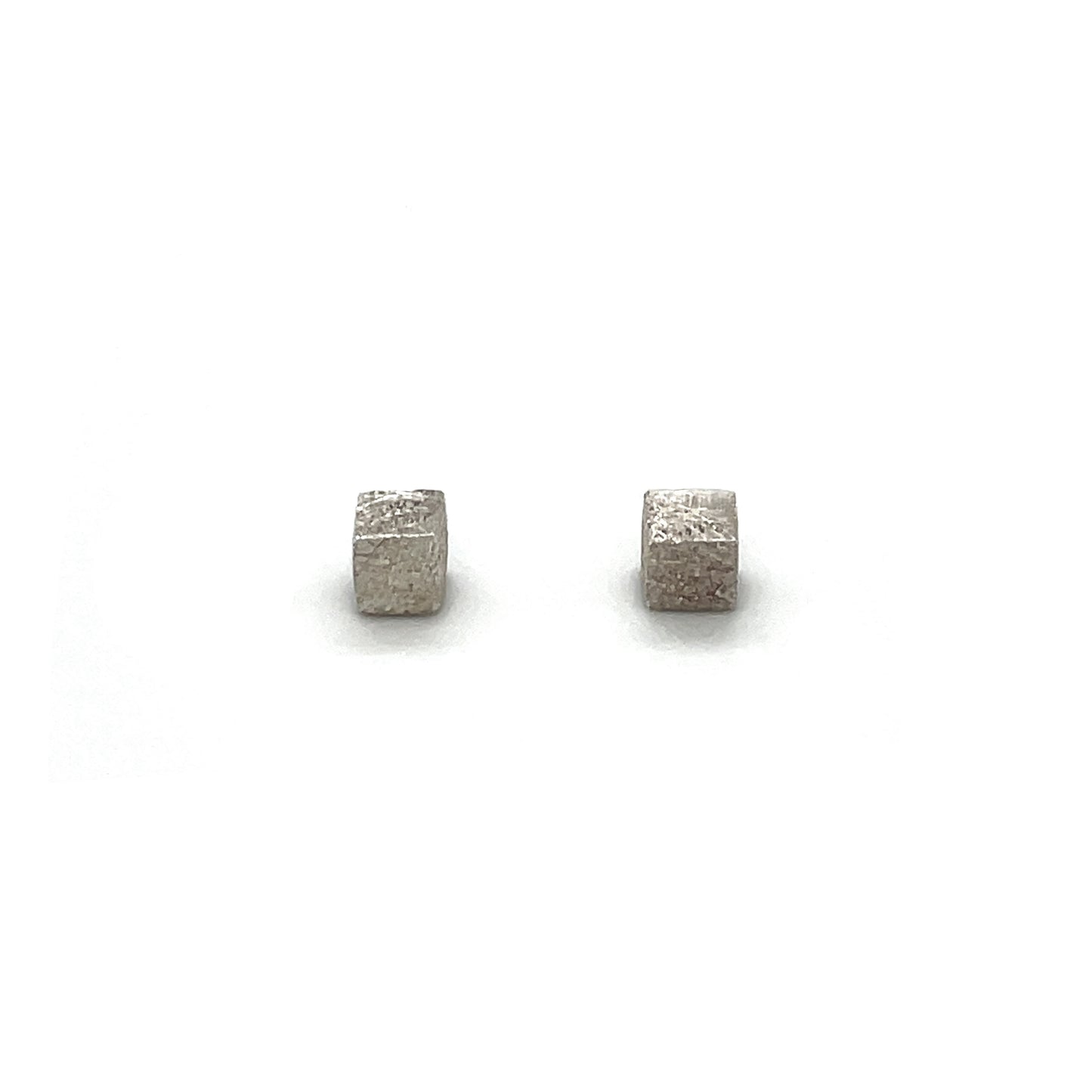 Silver Matte Cube Stud Earrings
