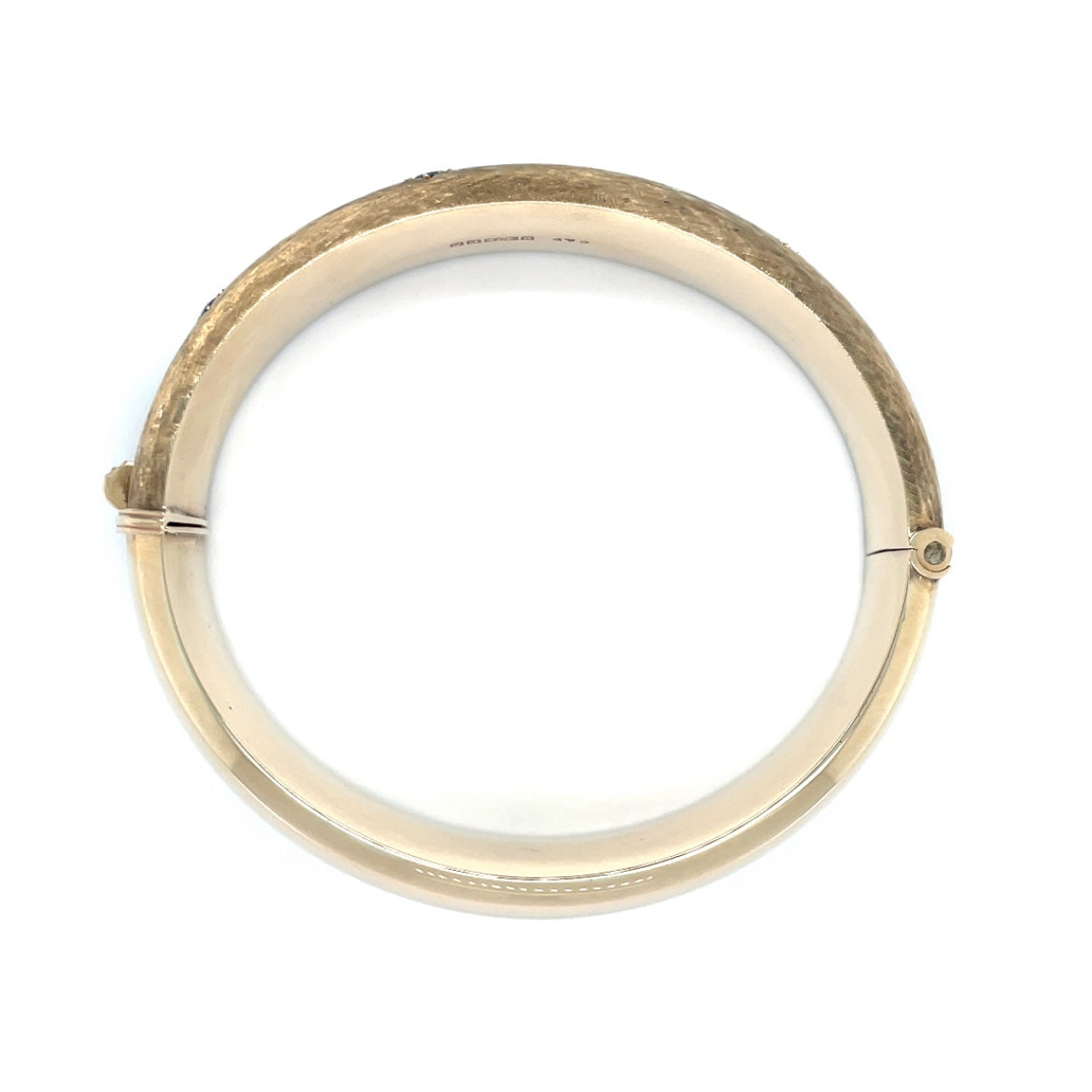 9ct Yellow Gold Diamond & Sapphire Hinged Bangle