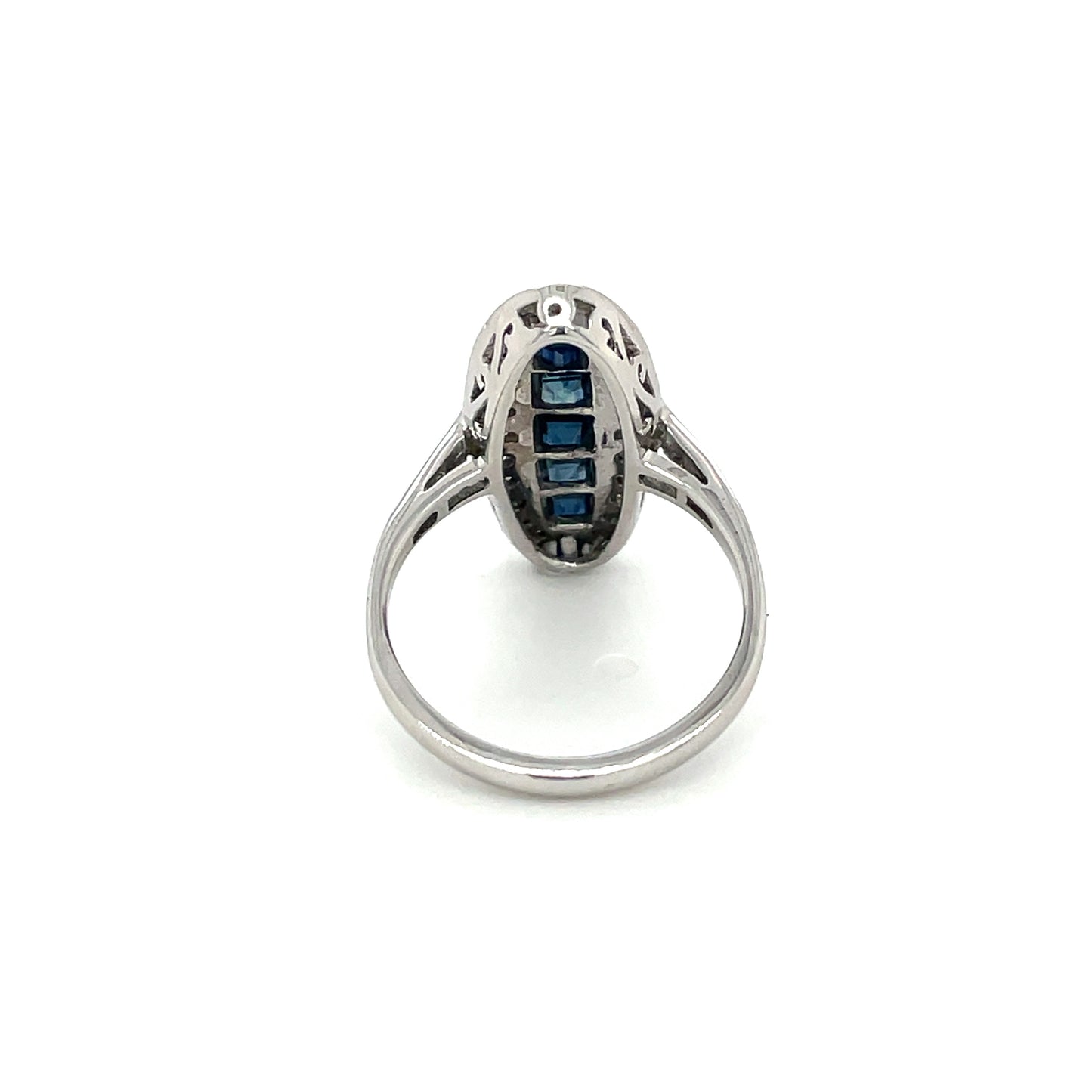 Art Deco Style Platinum Sapphire And Diamond Plaque Ring