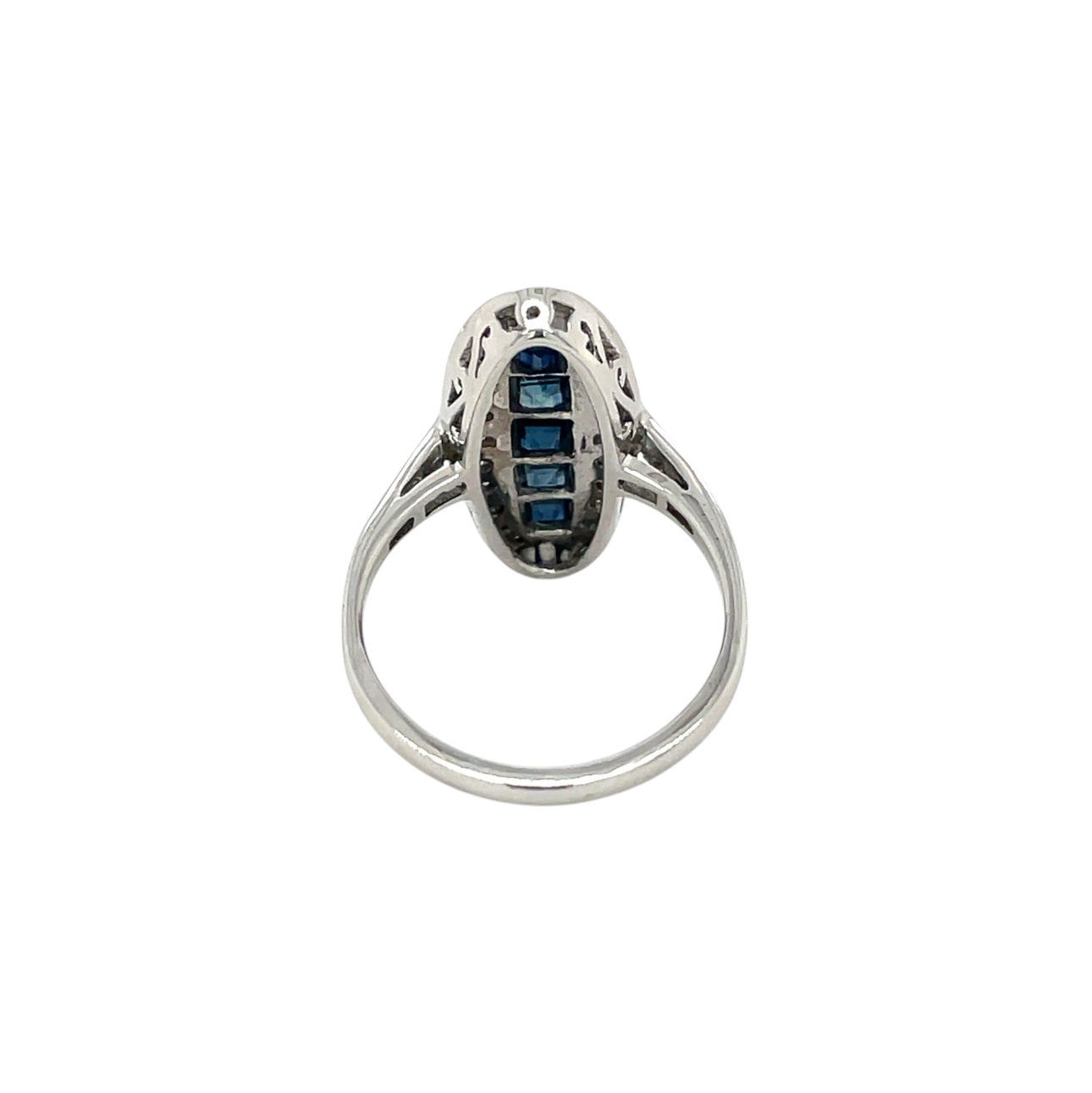 Art Deco Style Platinum Sapphire And Diamond Plaque Ring (K)