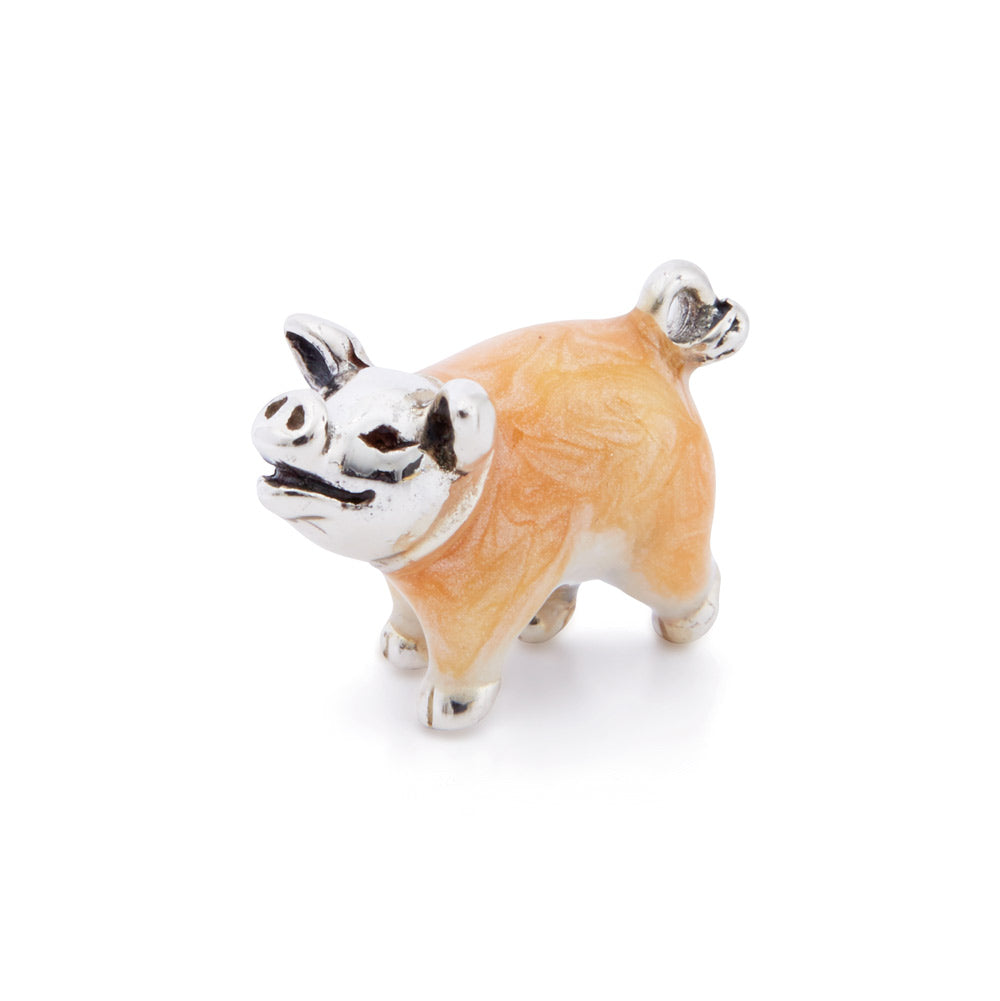 Saturno Silver and Enamel Piglet