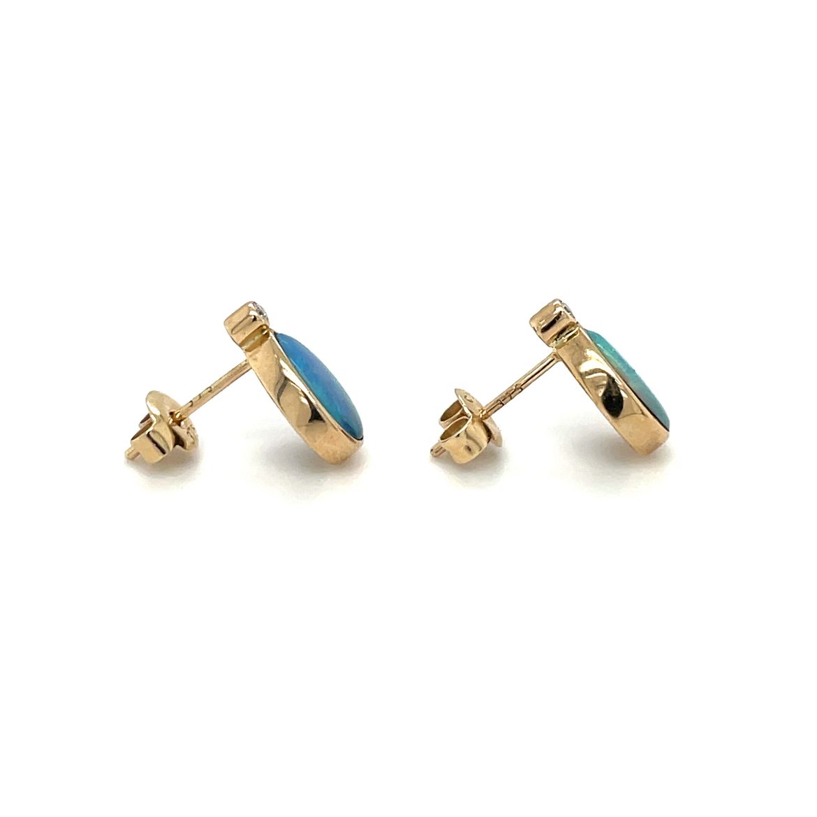 Yellow Gold Diamond and Opal Drop Earring