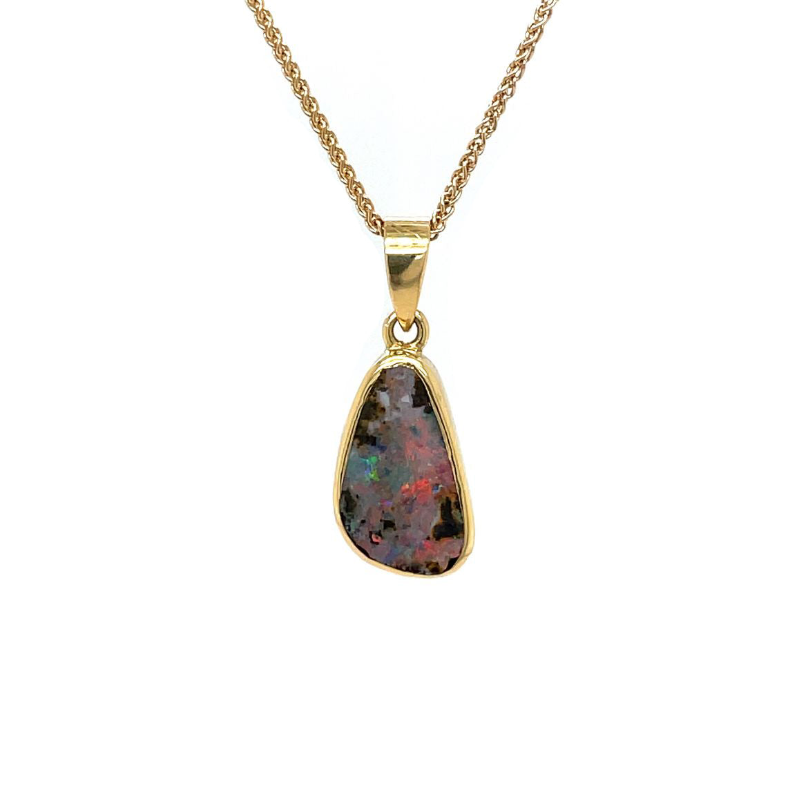 18ct Yellow Gold Boulder Opal Pendant