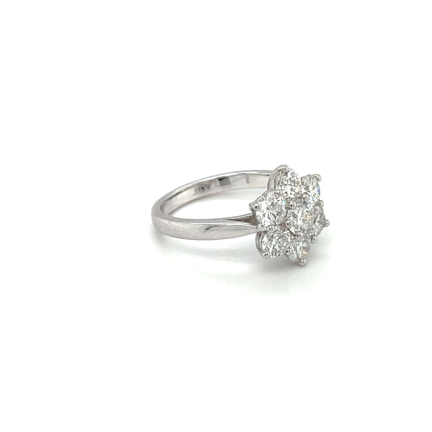 18ct White Gold Diamond Flower Cluster Ring