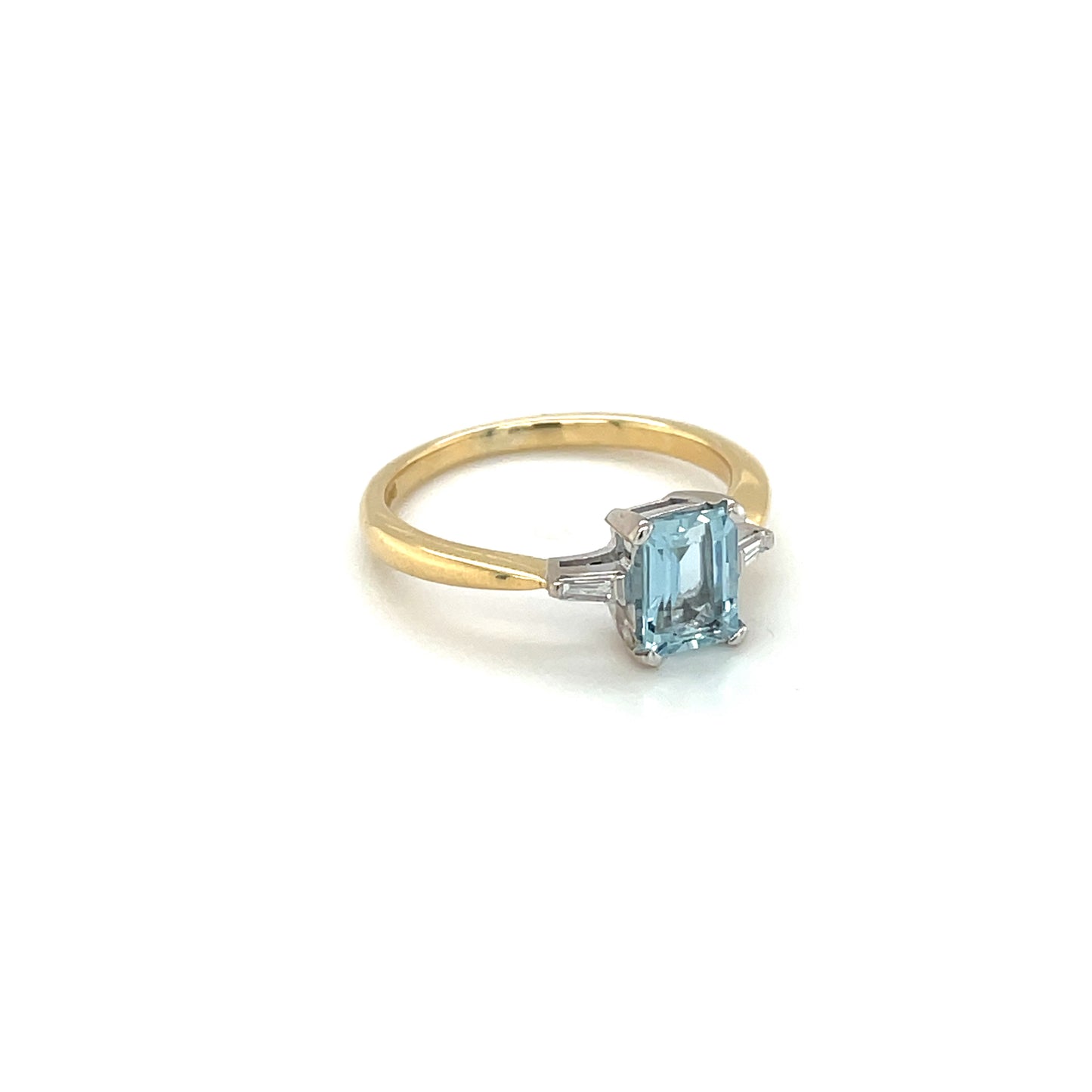18ct Art Deco Inspired Aquamarine & Diamond Ring