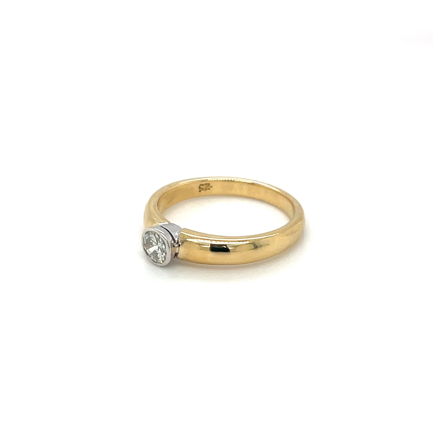 Yellow & White Gold Rub-over Set Diamond Solitaire Ring