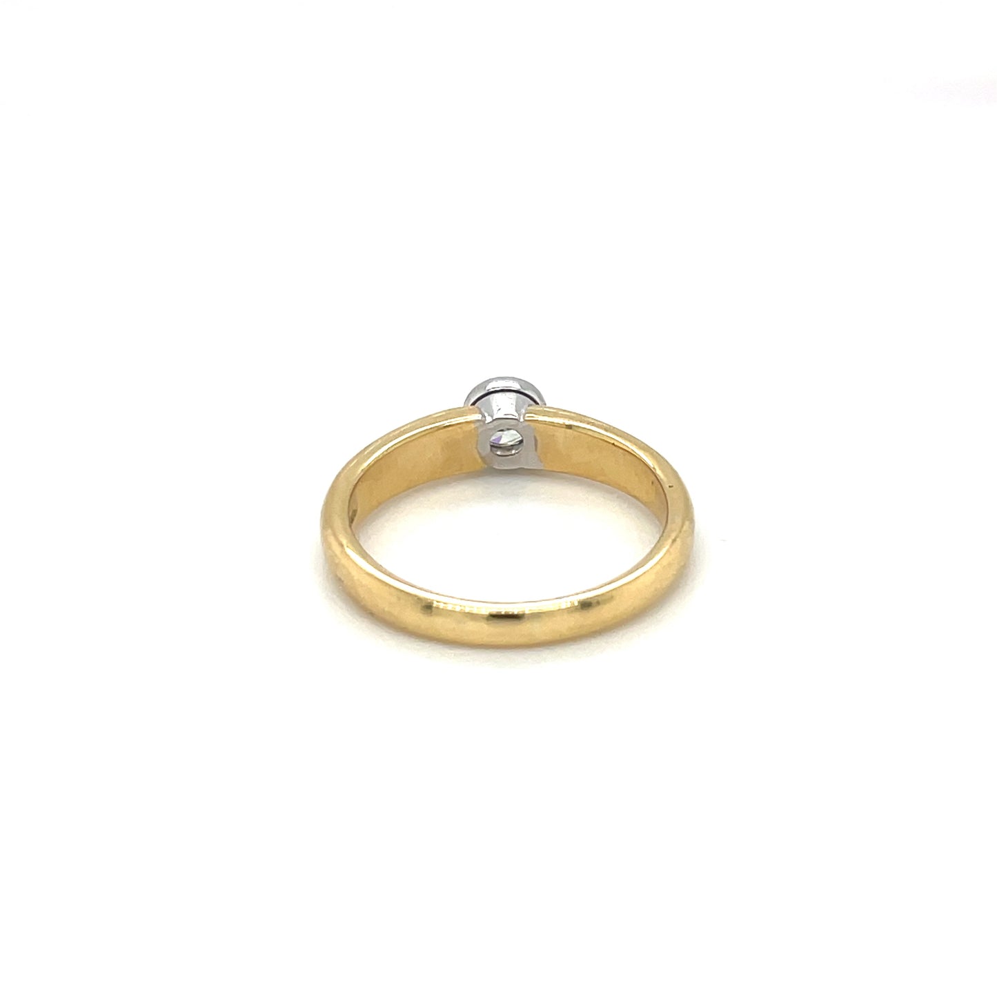 Yellow & White Gold Rub-over Set Diamond Solitaire Ring