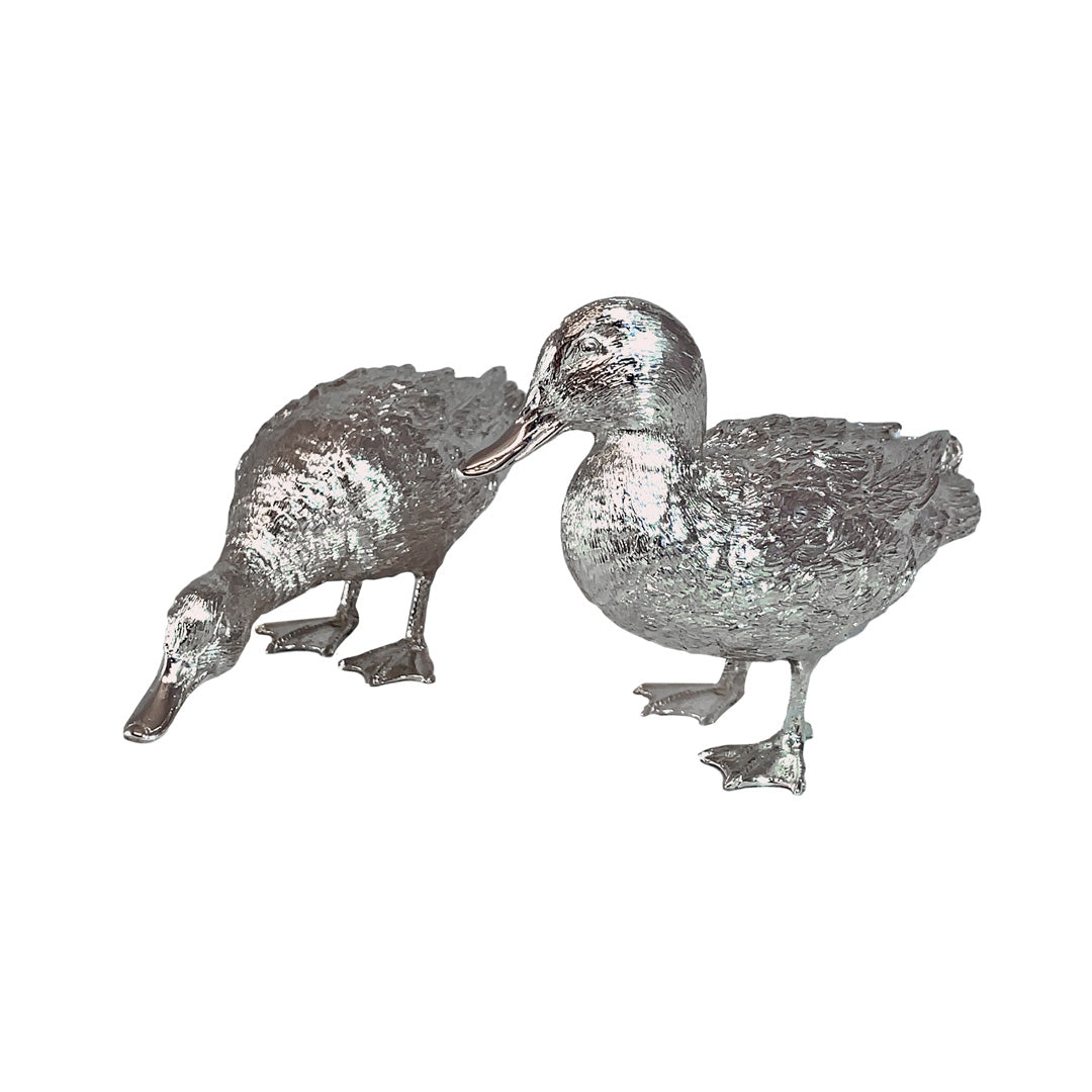Pair of Silver Mallard Ducks