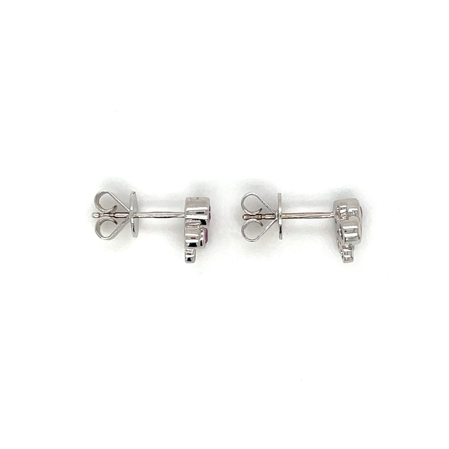18ct White Gold Pink Sapphire & Diamond Bubble Stud Earrings