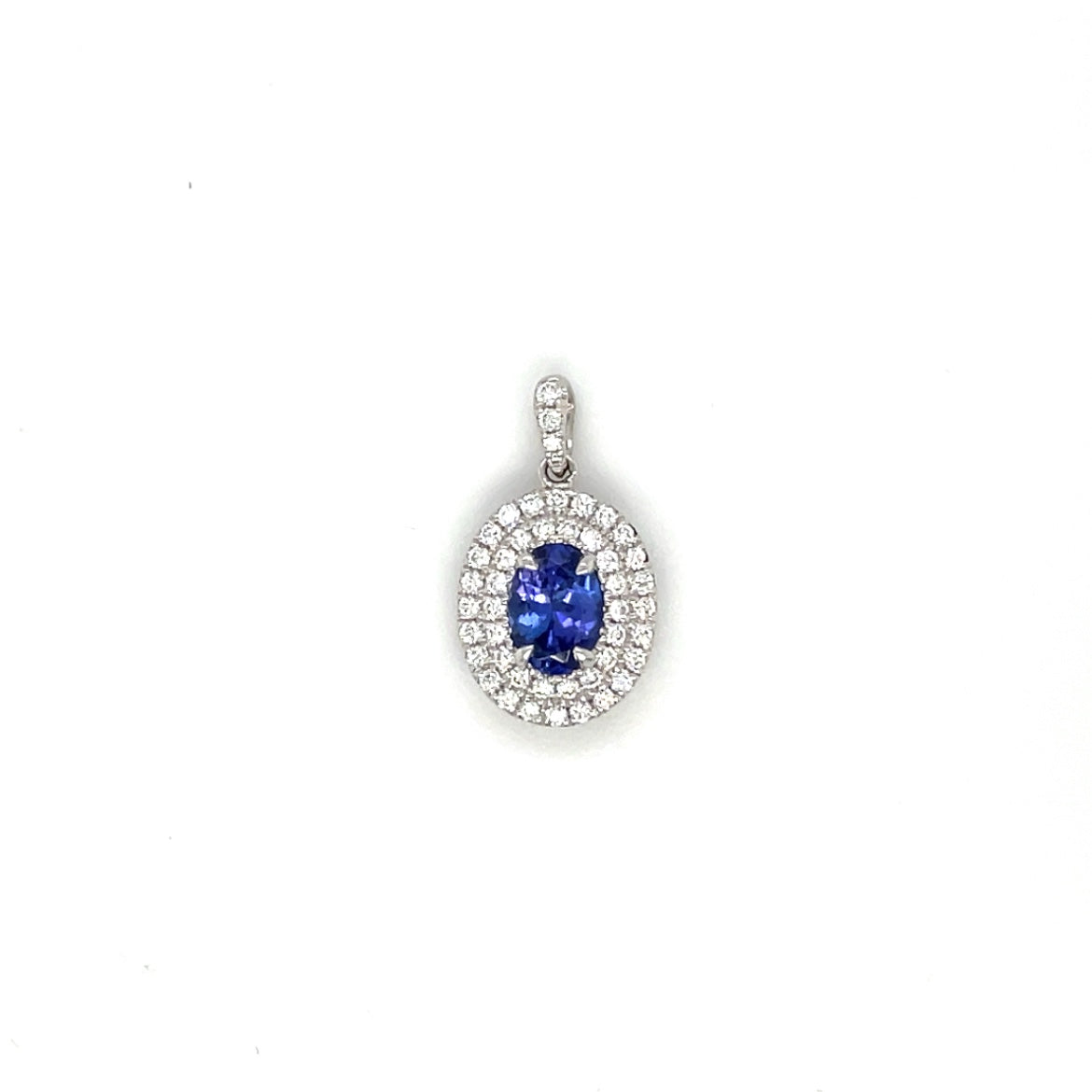 18ct White Gold Tanzanite & Diamond Pendant