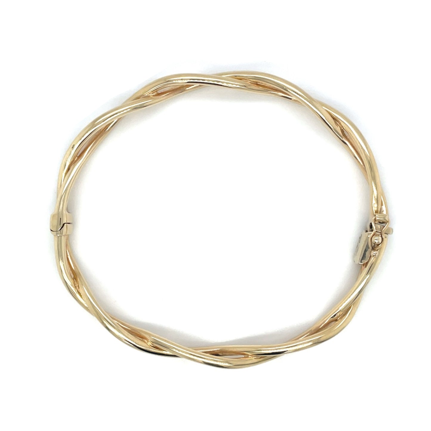 9ct Yellow Gold Plait Hinged Bangle (60x50mm)
