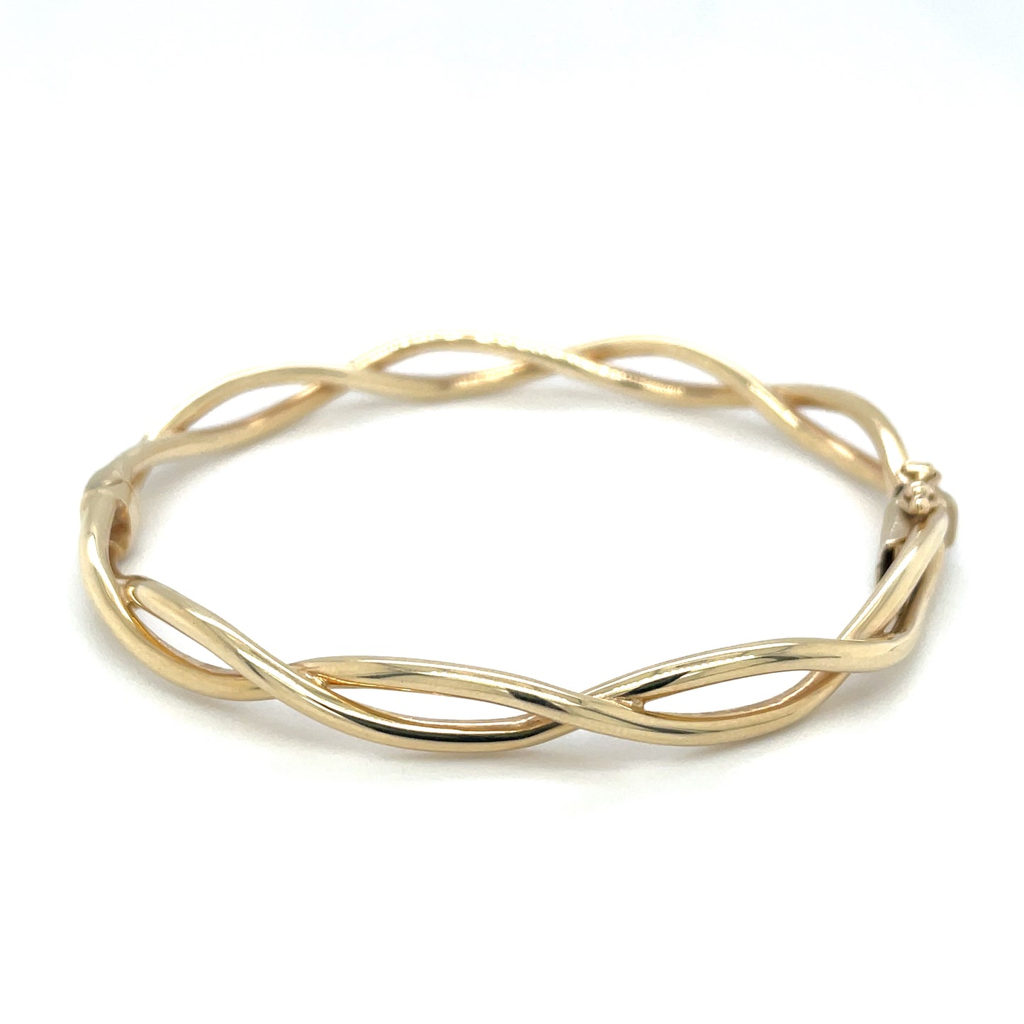 9ct Yellow Gold Plait Hinged Bangle (60x50mm)