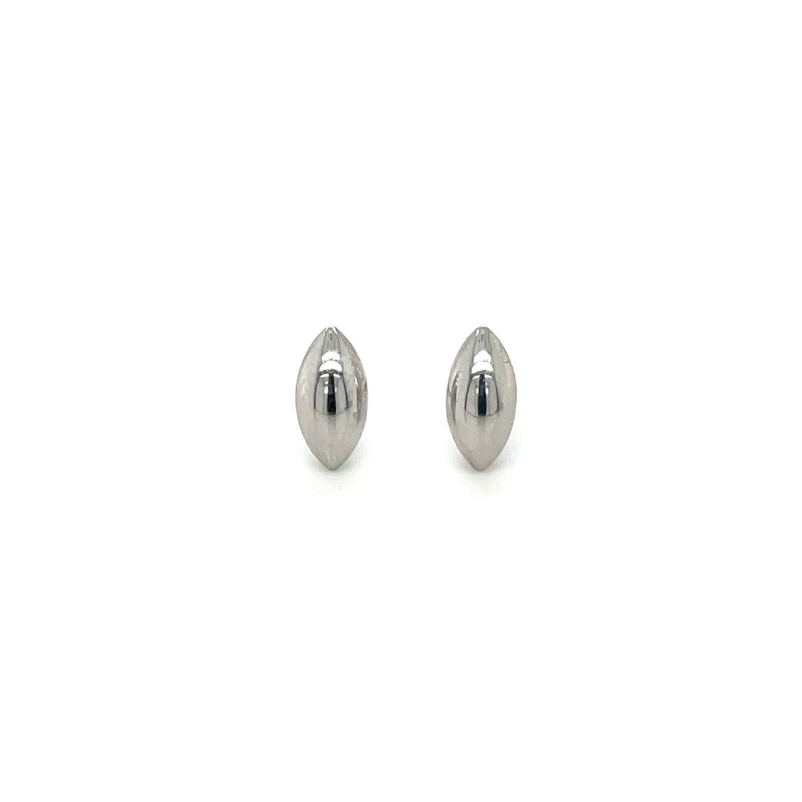 9ct White Gold Almond-Shaped Stud Earrings