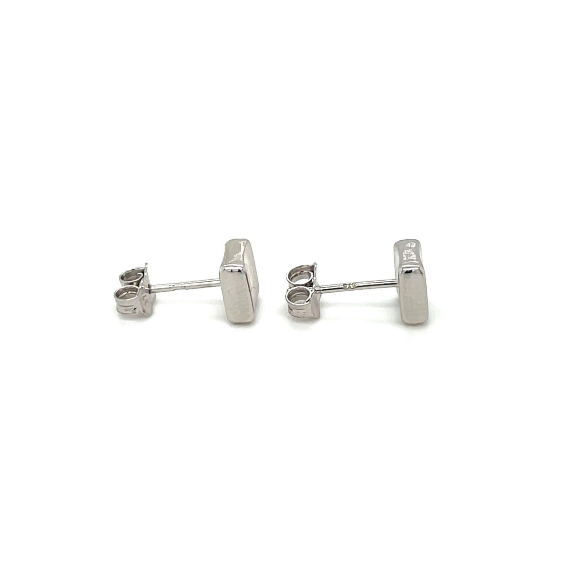9ct White Gold Square Stud Earrings