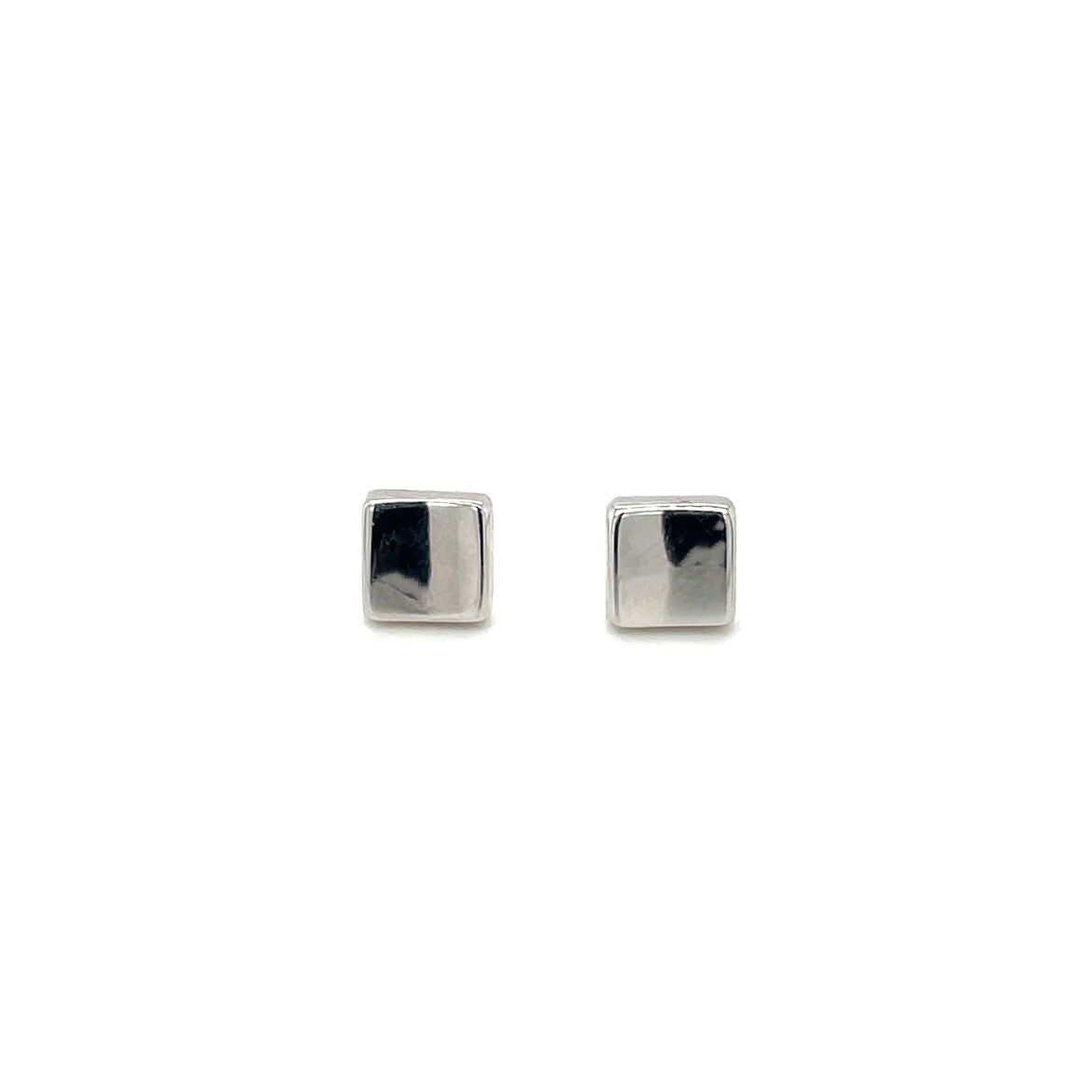 9ct White Gold Square Stud Earrings