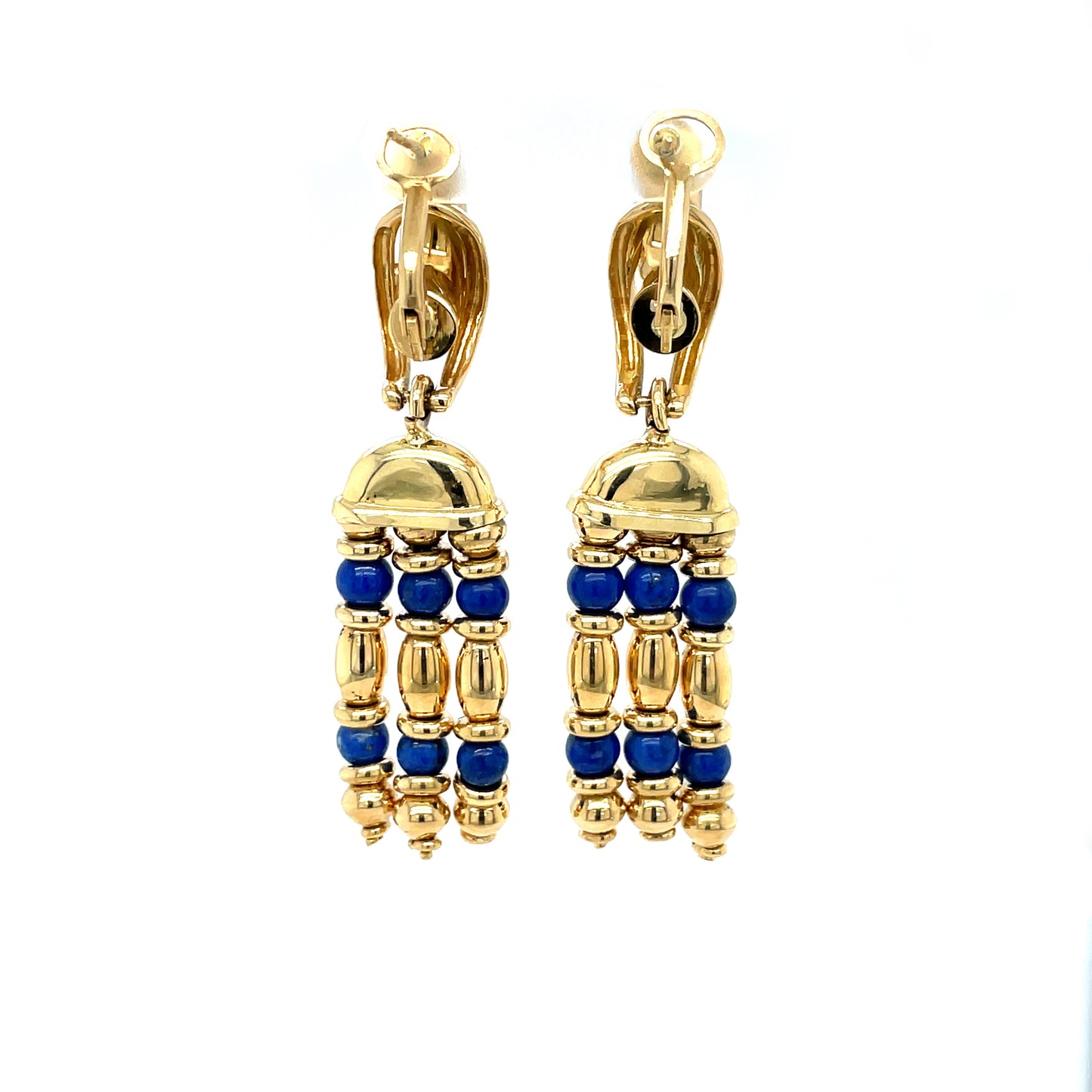 18ct Yellow Gold & Lapis Unique Drop Earrings