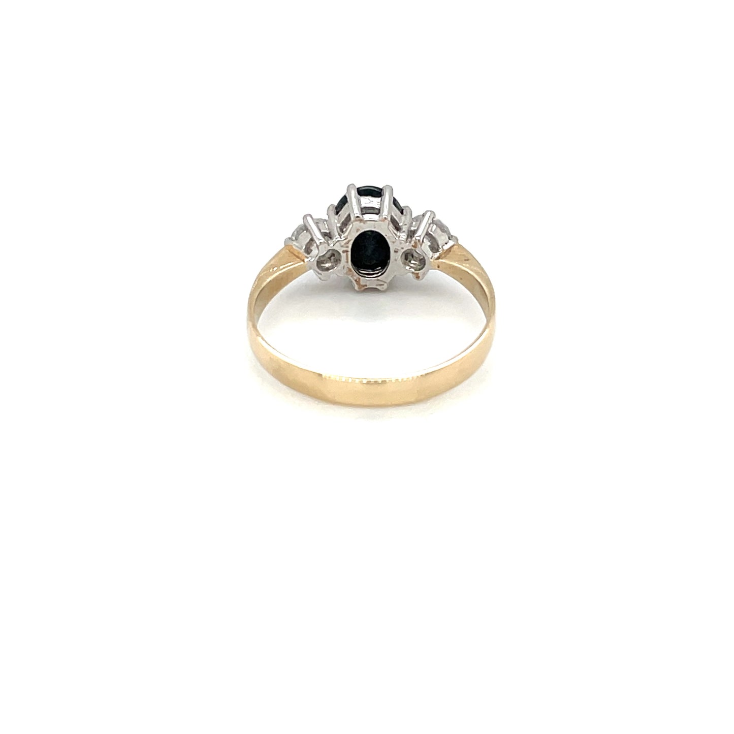 Yellow Gold Sapphire & Diamond Three Stone Ring