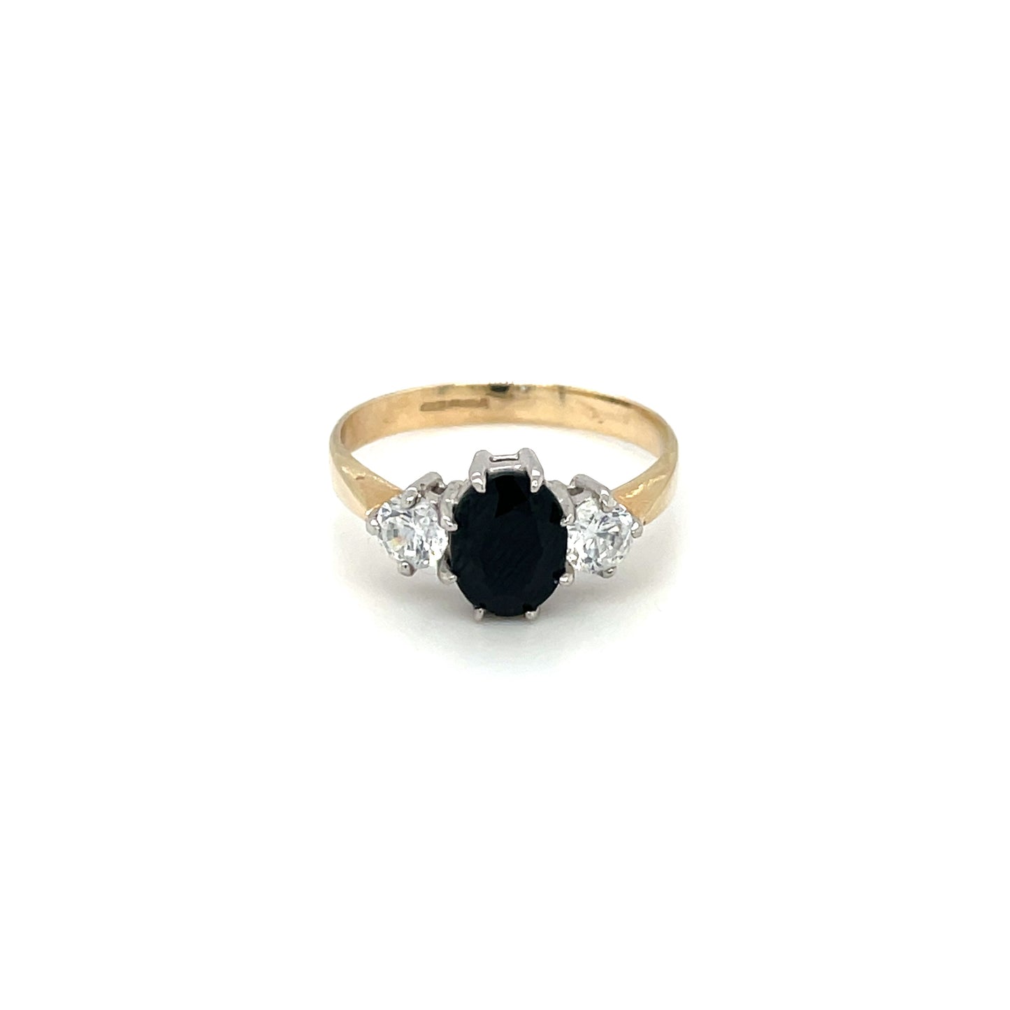 Yellow Gold Sapphire & Diamond Three Stone Ring