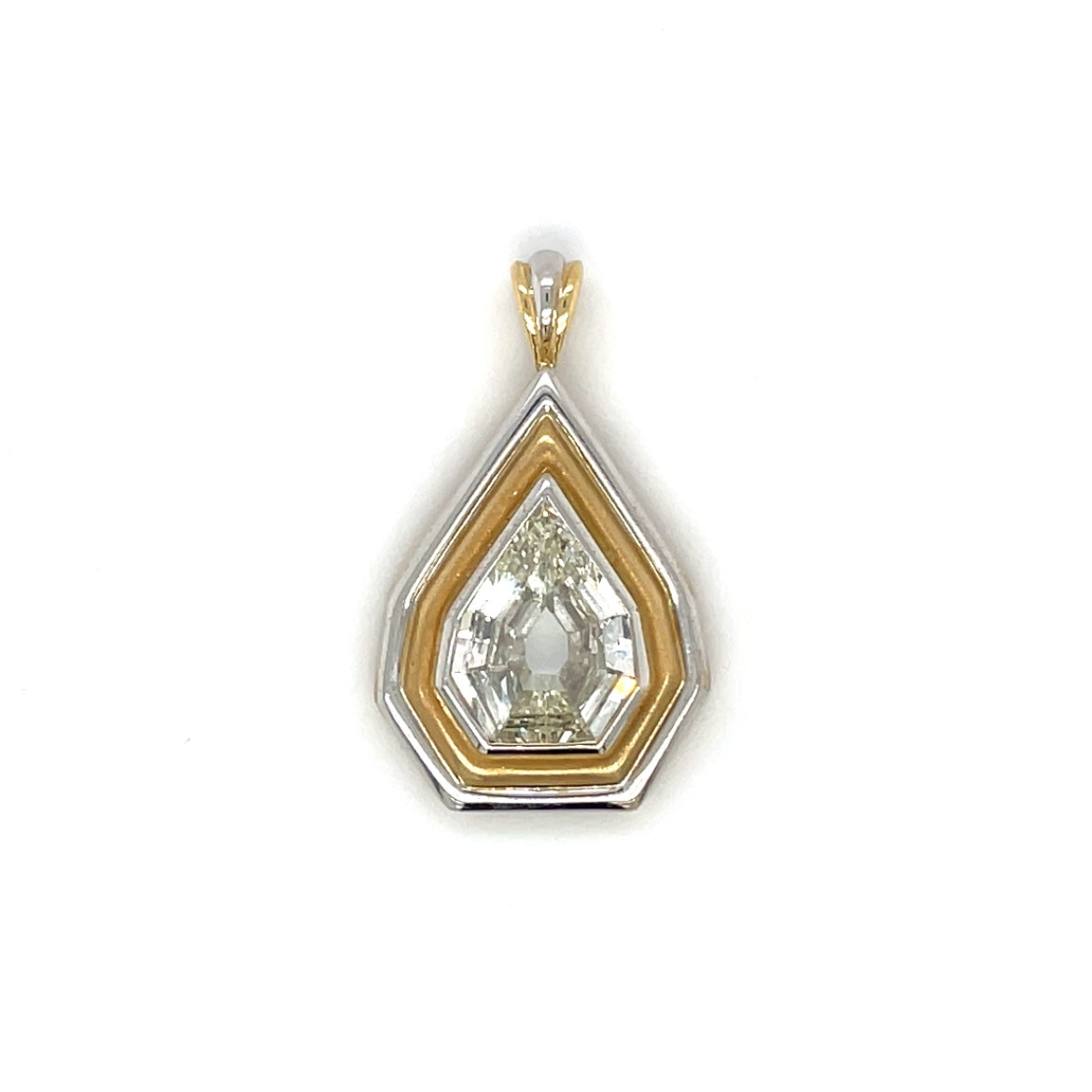 18ct Yellow & White Gold Shield-Cut Diamond Pendant