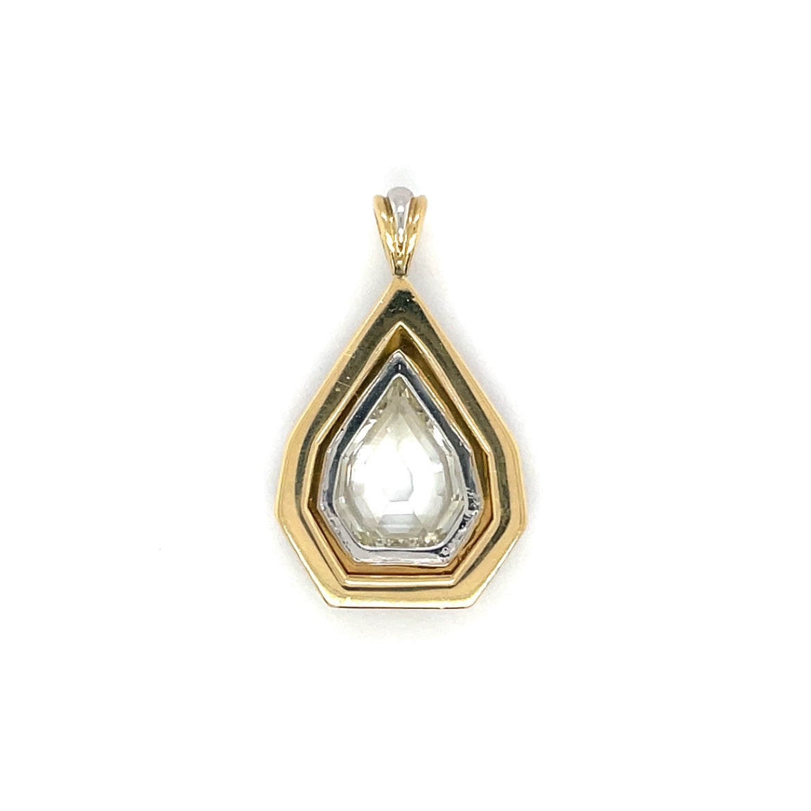 18ct Yellow & White Gold Shield-Cut Diamond Pendant