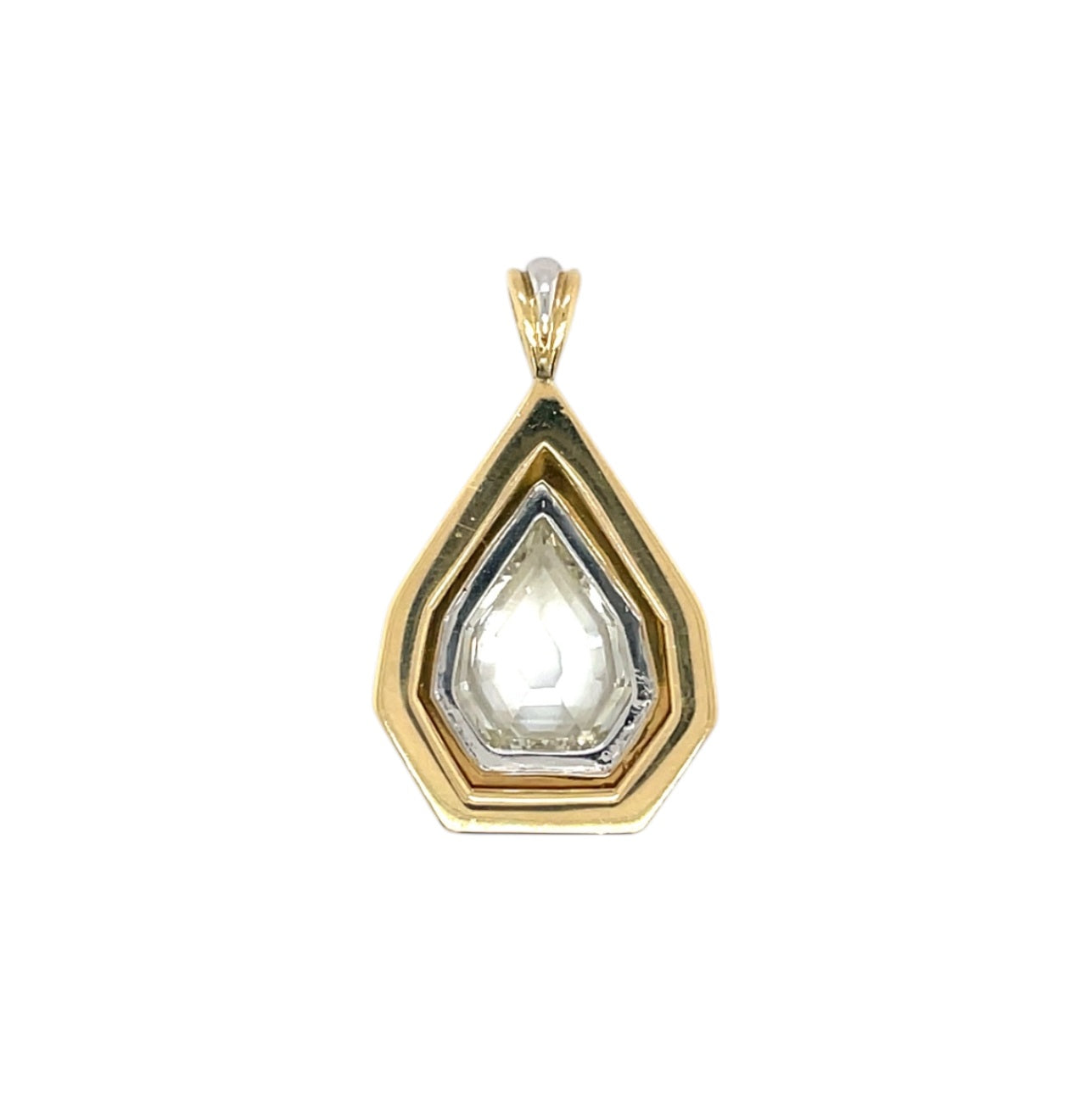 18ct Yellow & White Gold Shield-Cut Diamond Pendant & Chain (16")