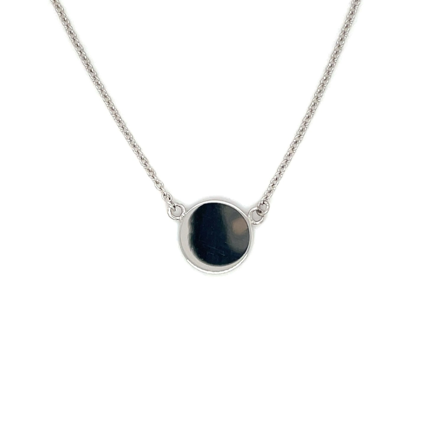 9ct White Gold Disc Pendant & Chain