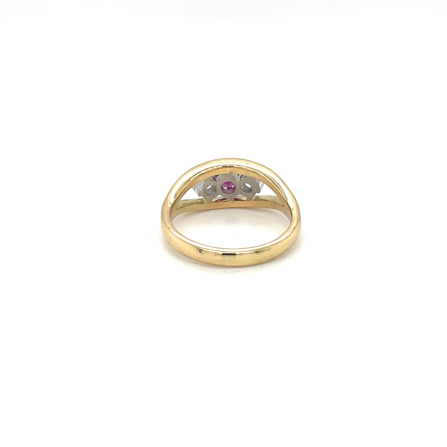 18ct Yellow Gold Ruby & Diamond Three Stone Ring