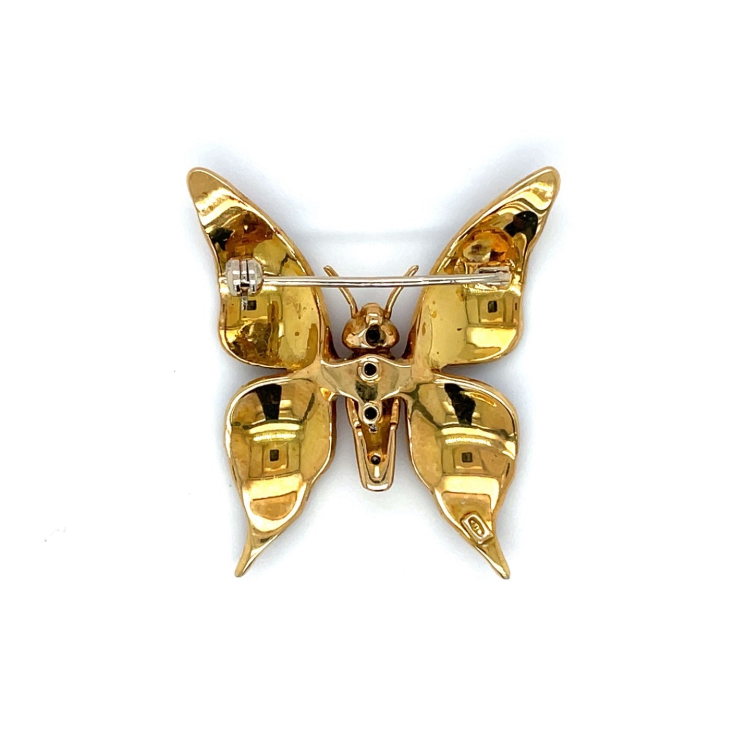 18ct Yellow Gold Enamel & Diamond Butterfly Brooch