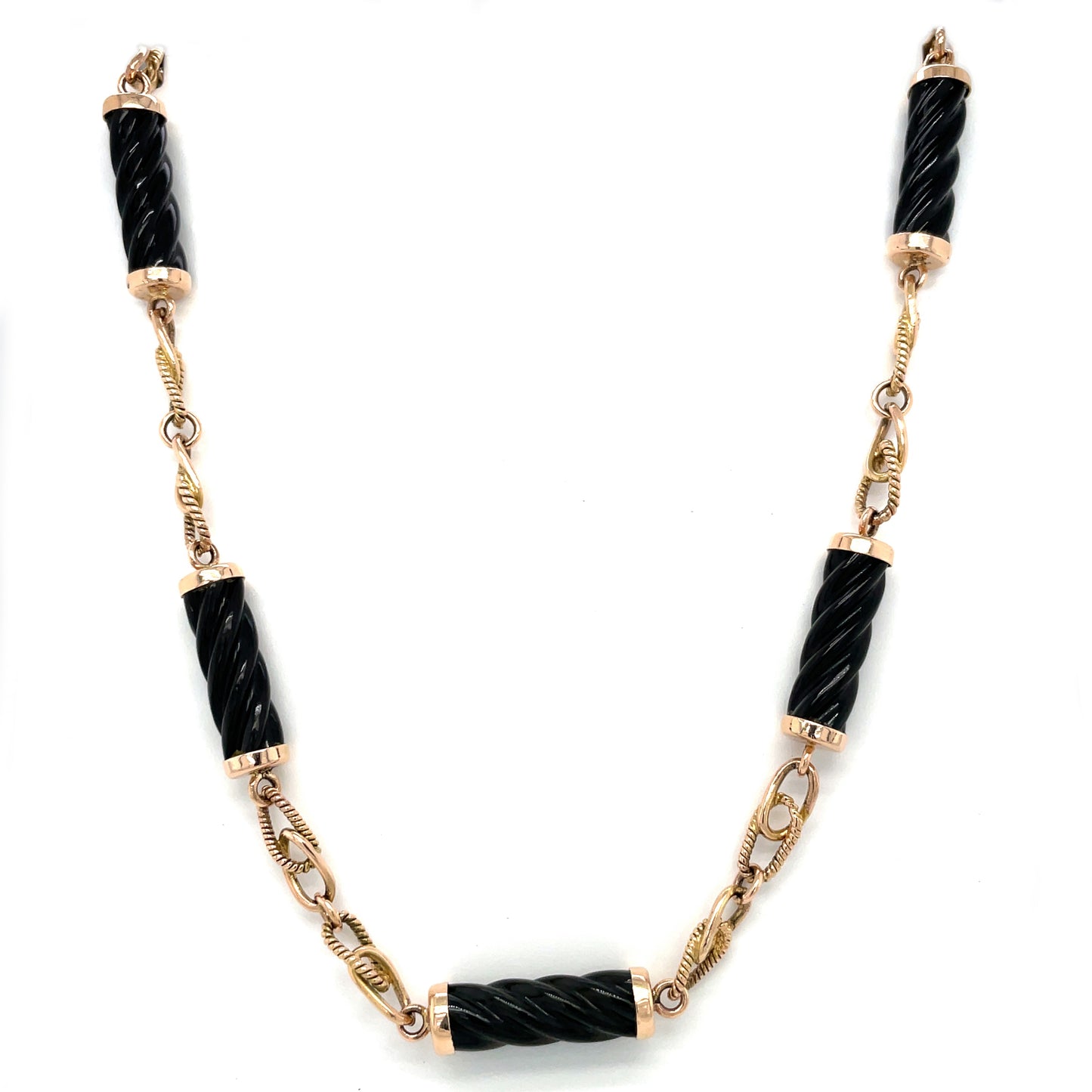 14ct Yellow Gold Onyx Necklace