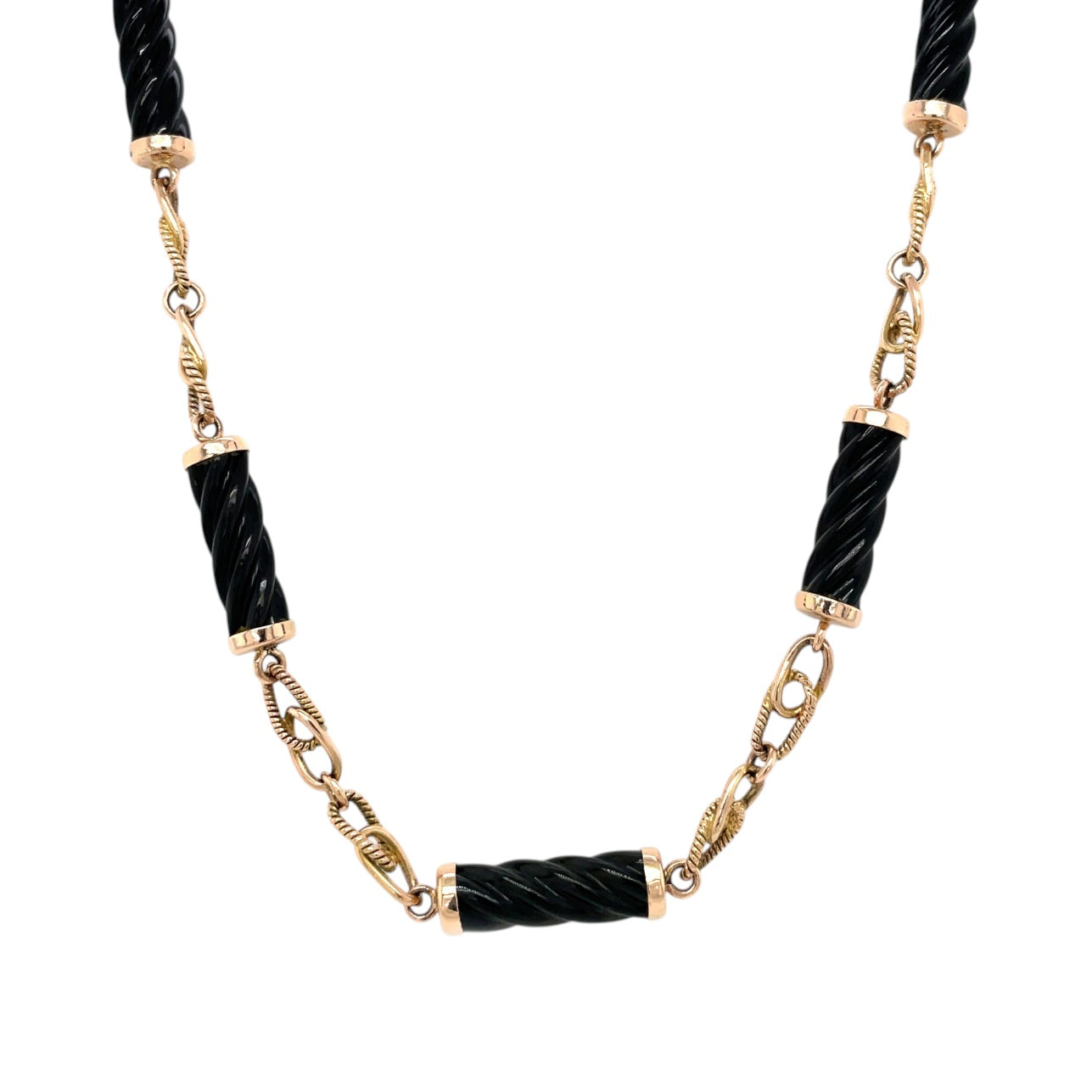 14ct Yellow Gold Onyx Necklace (28")
